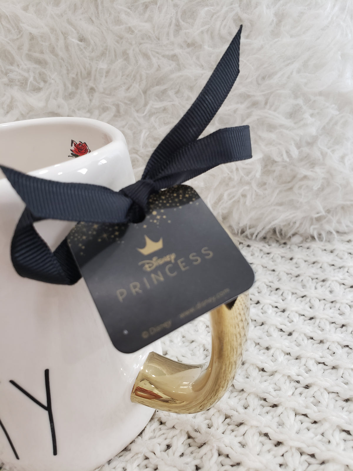 Rae Dunn &quot;True Beauty&quot; Belle Double Sided Mug Beauty &amp; The Beast Disney&#39;s Princess Collection