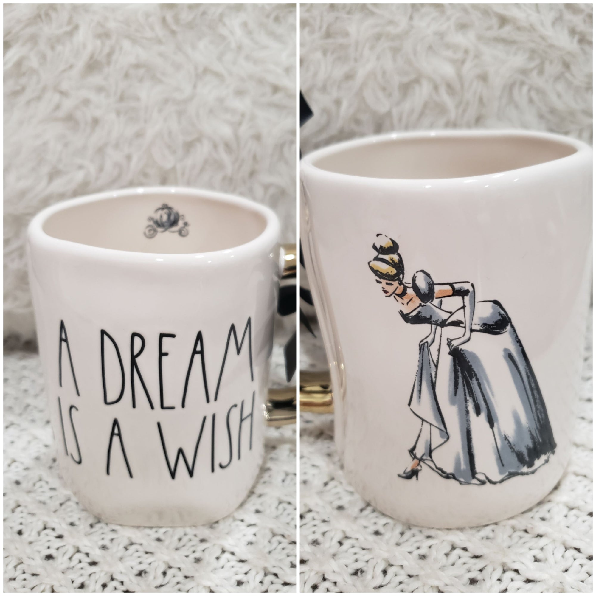 Rae Dunn "A Dream Is A Wish" Cinderella Double Sided Mug Disney's Cinderella Princess Collection