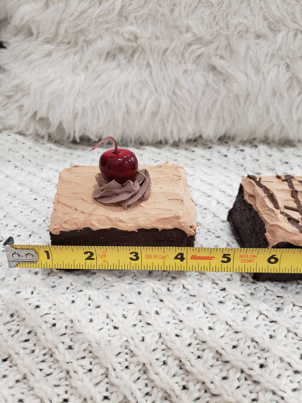 Pip Posh Design Faux Sweet Décor Chocolate Cherry Frosted  Brownies Set of 2 Bakery Collection