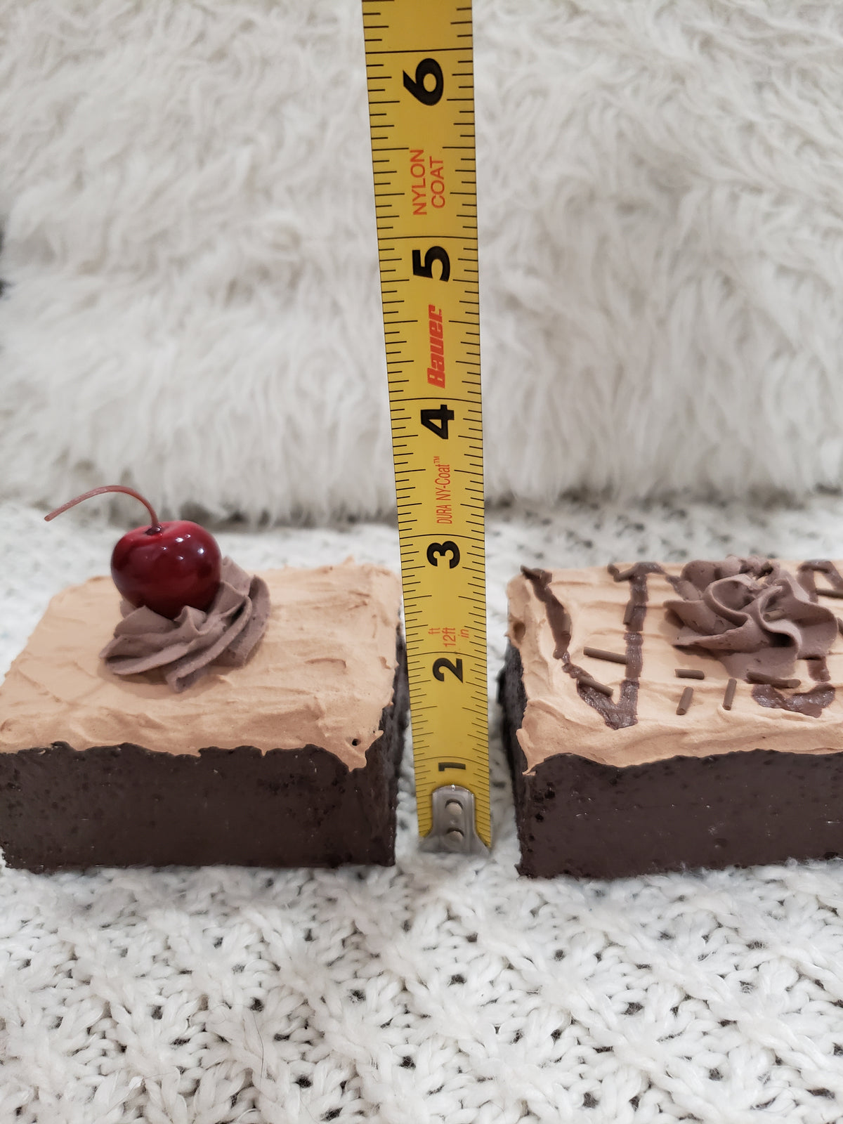 Pip Posh Design Faux Sweet Décor Chocolate Cherry Frosted  Brownies Set of 2 Bakery Collection