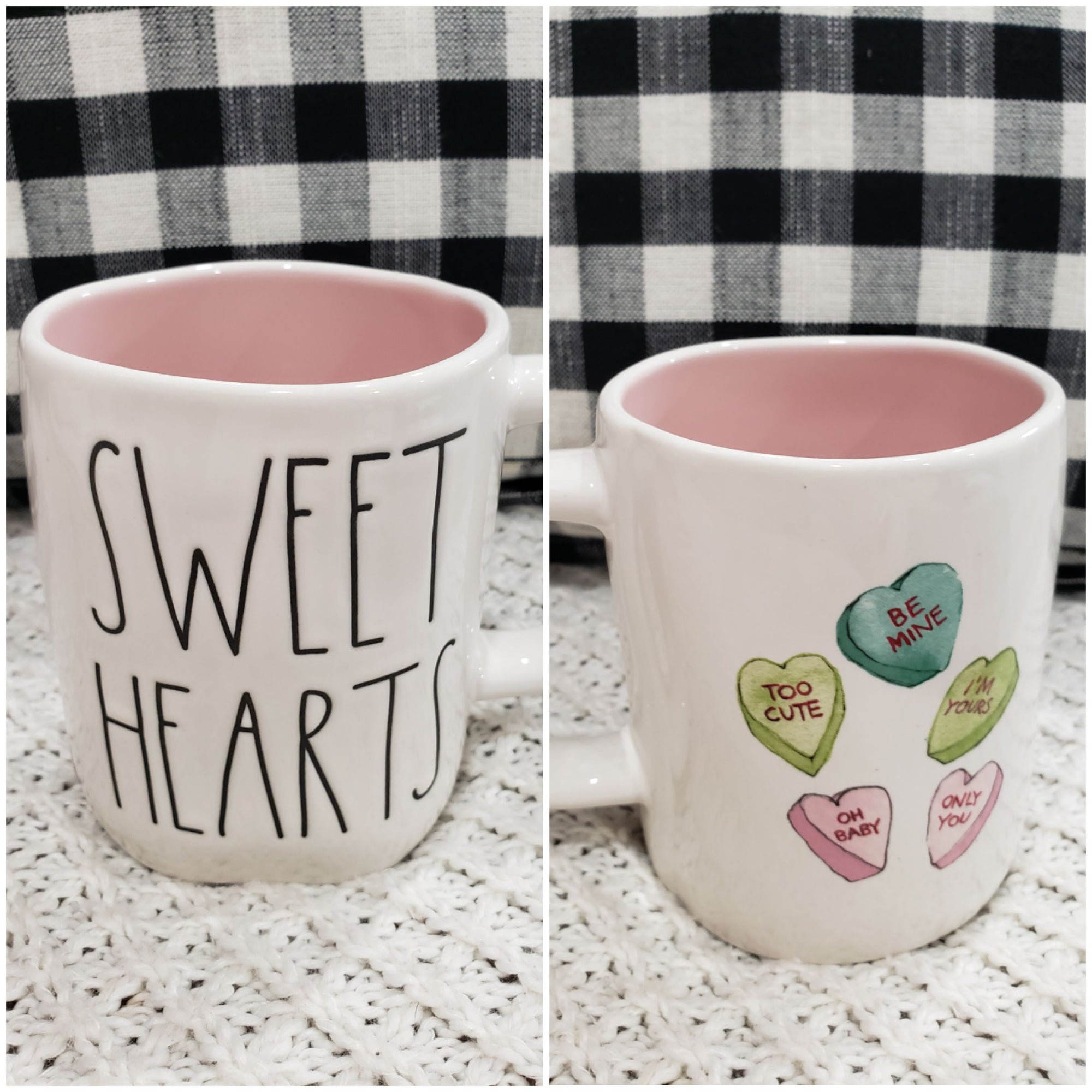 Rae Dunn "Sweet Hearts" Candy Hearts Double Sided Mug Collection