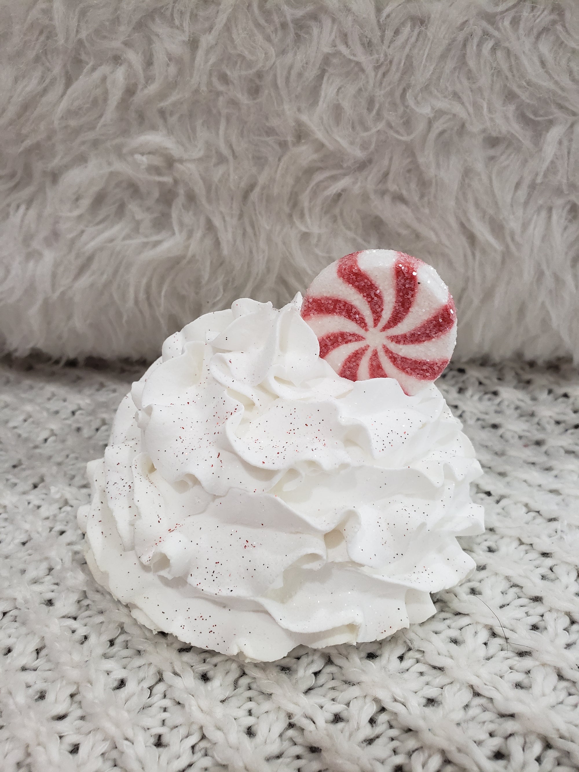 Pip Posh Design Faux Sweet Décor White Peppermint Whipped Mug Topper Holiday Collection