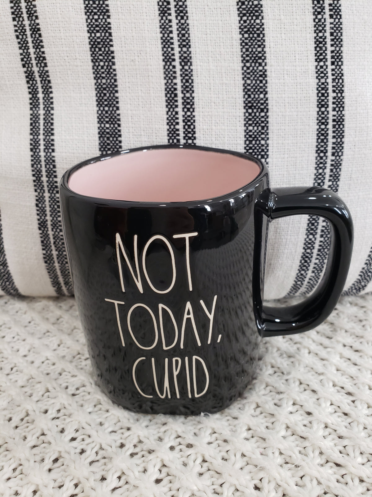 Rae Dunn &quot;Not Today, Cupid&quot; Black Mug Collection