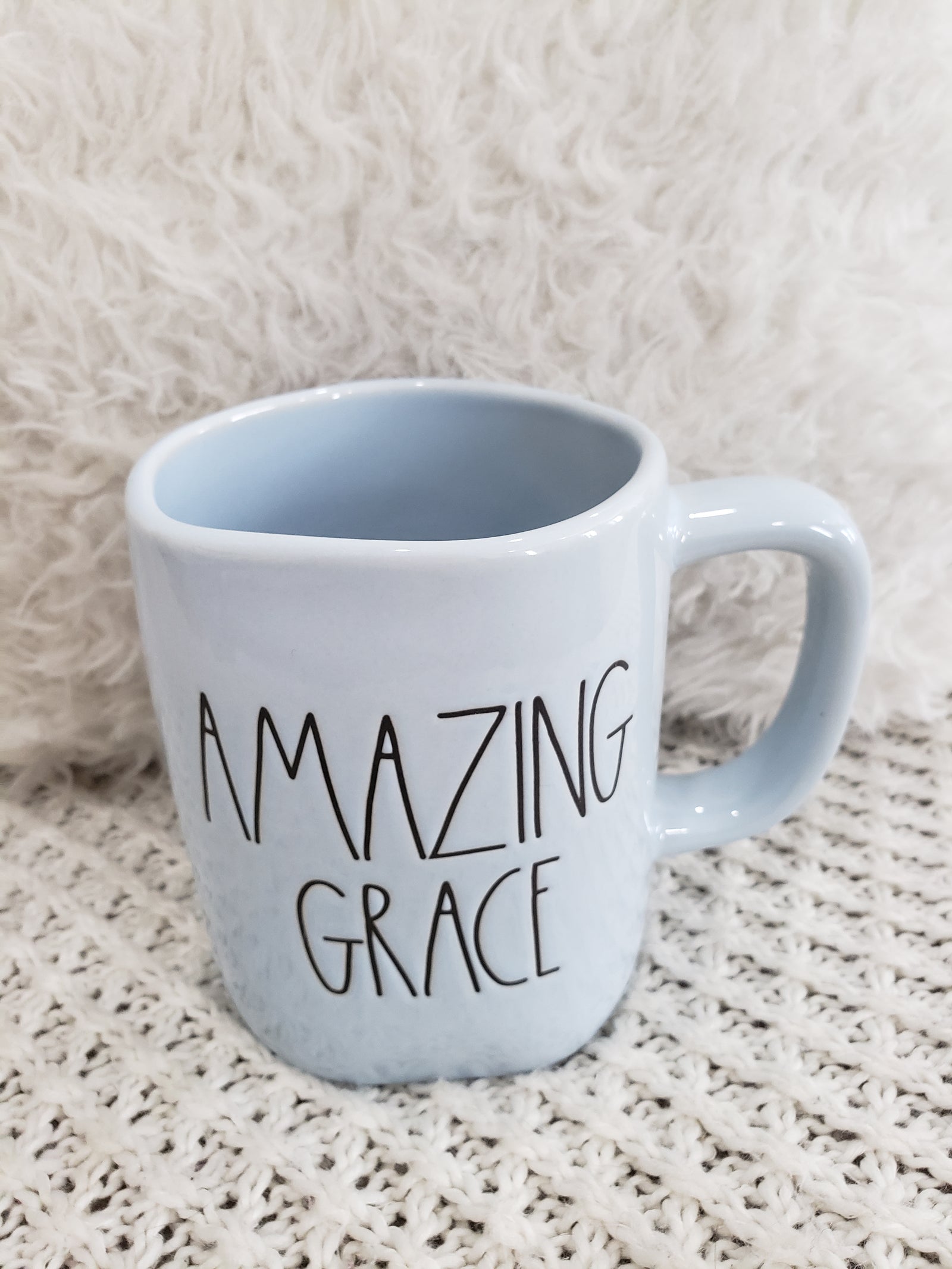 Rae Dunn "Amazing Grace" Powder Blue Mug Faith Collection