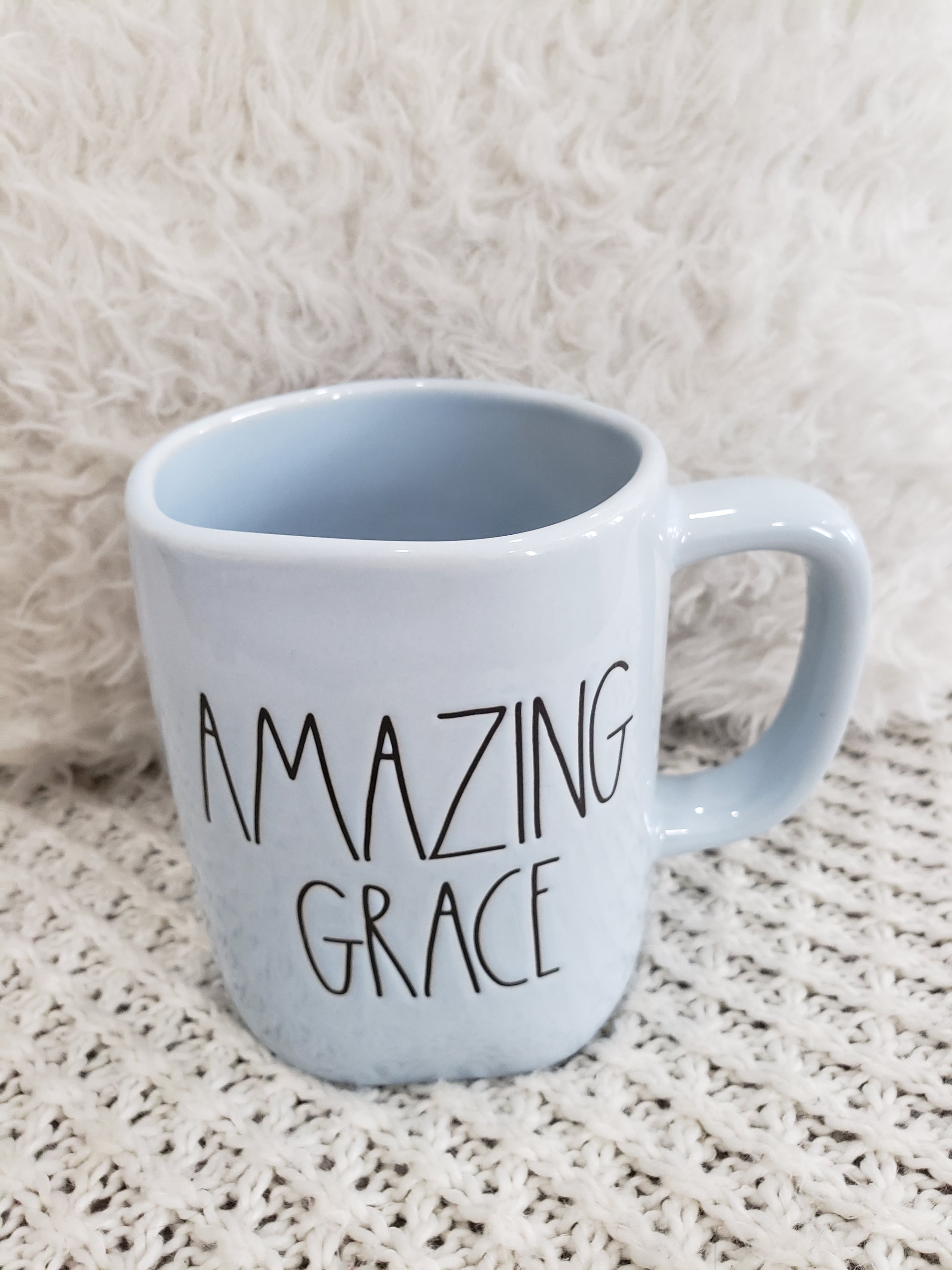 Rae Dunn "Amazing Grace" Powder Blue Mug Faith Collection