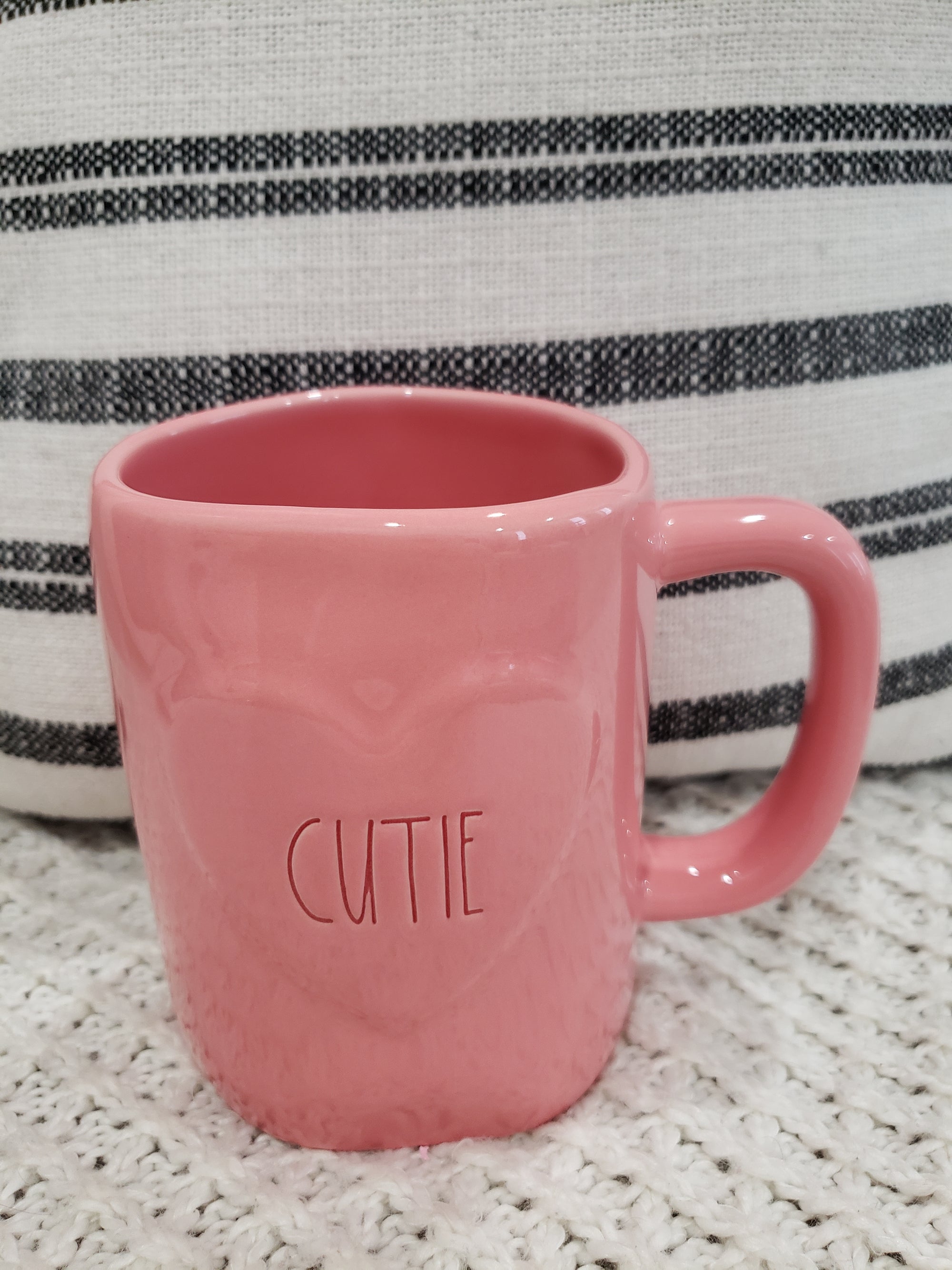 Rae Dunn "Cutie" Peach Pink Mug Heart Collection