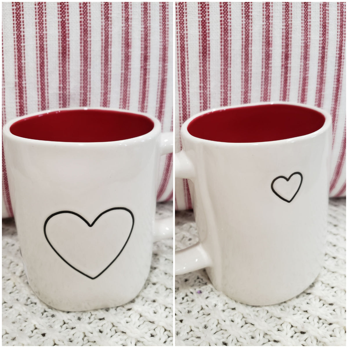 Rae Dunn &quot;Black Out Line Heart&quot; Mini Black Outline Heart Double Sided Mug Collection