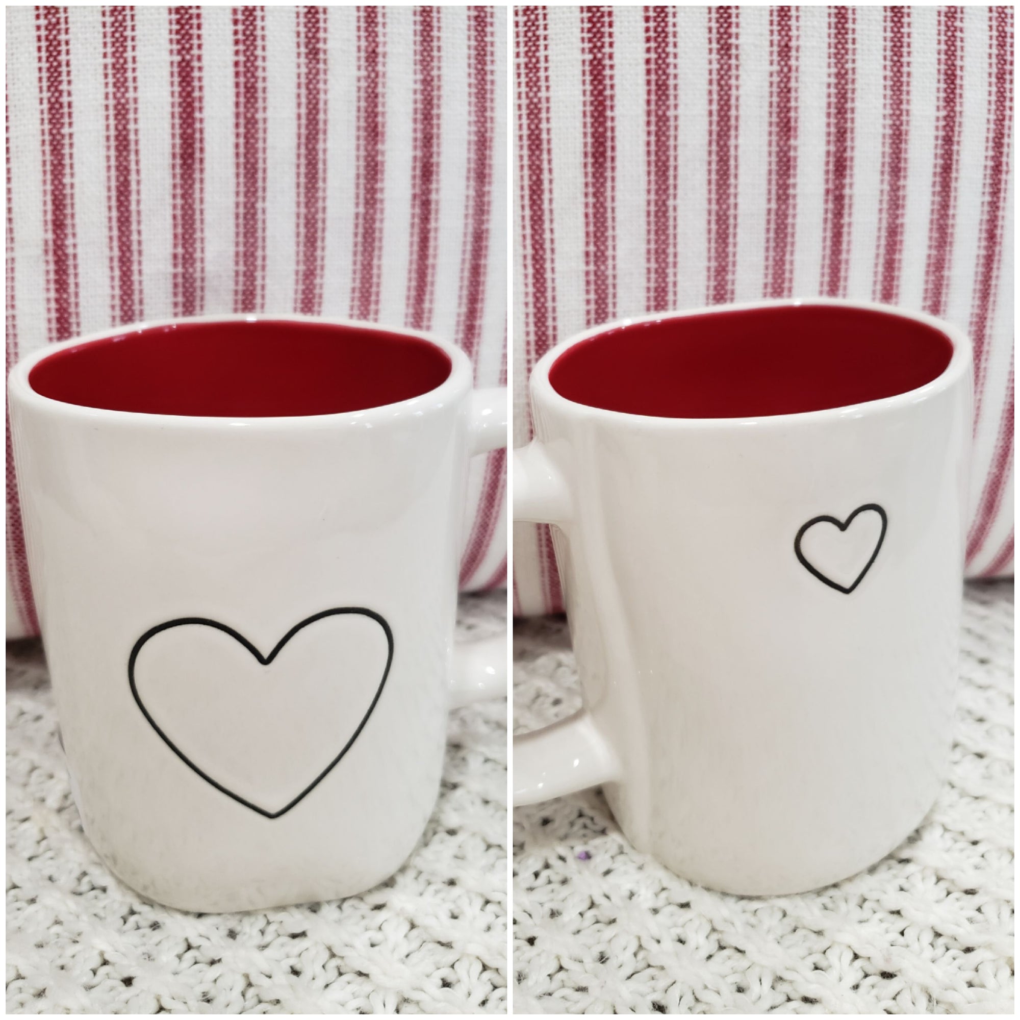 Rae Dunn "Black Out Line Heart" Mini Black Outline Heart Double Sided Mug Collection