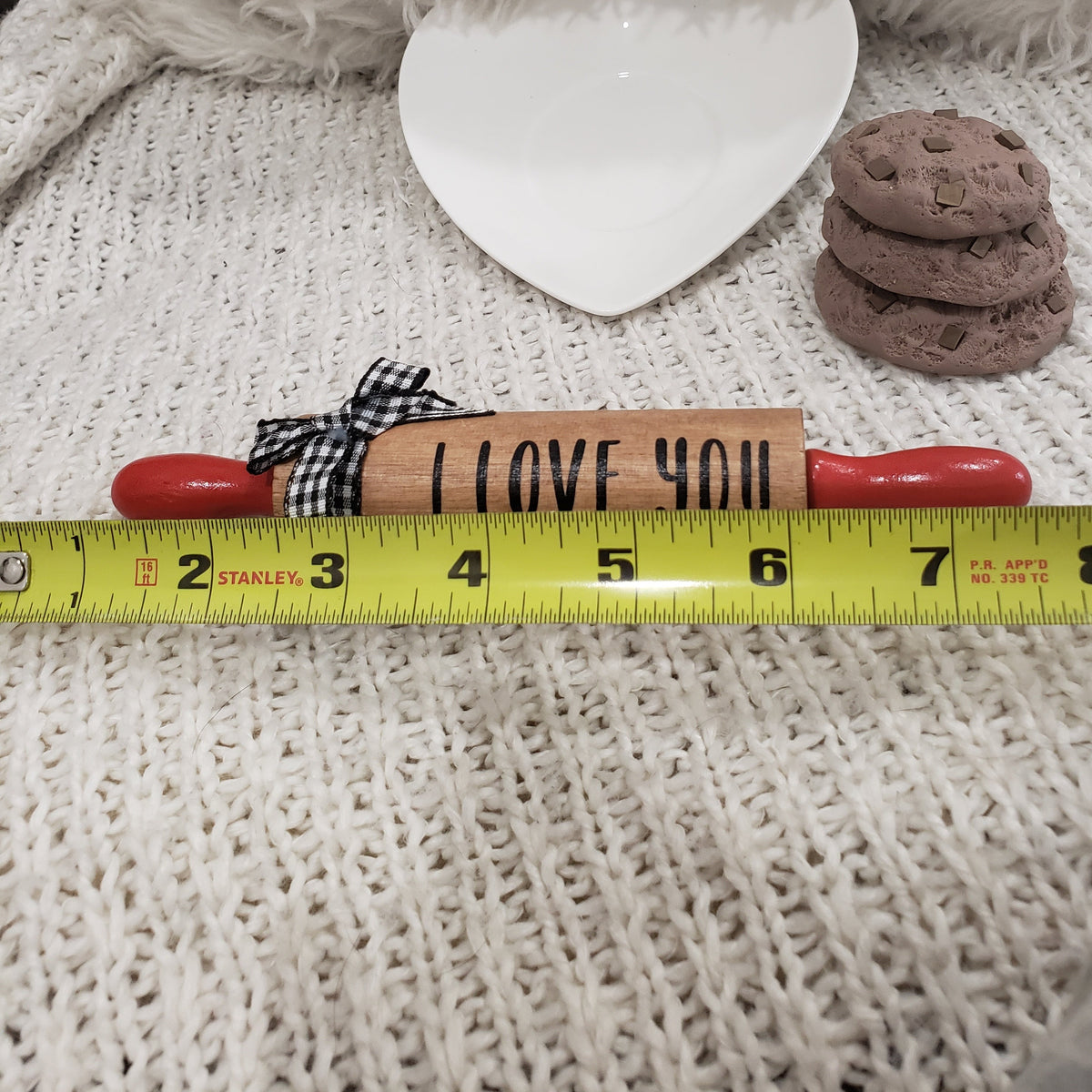 Pip Posh Design Faux Sweet Décor &quot; I Love You&quot; Mini Rolling Pin &amp; Chocolate Chocolate Chip Cookies Bundle