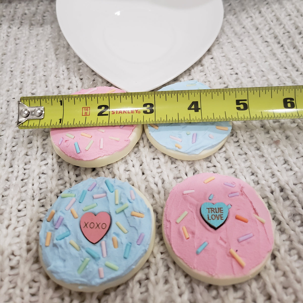 Pip Posh Design Faux Sweet Décor Candy Hearts Sugar Cookies Set of 4 Bakery Collection