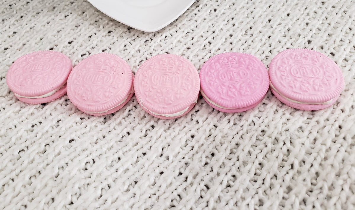 Pip Posh Design Faux Sweet Décor Pink Oreo Cookies Set Of 5 Bakery Collection