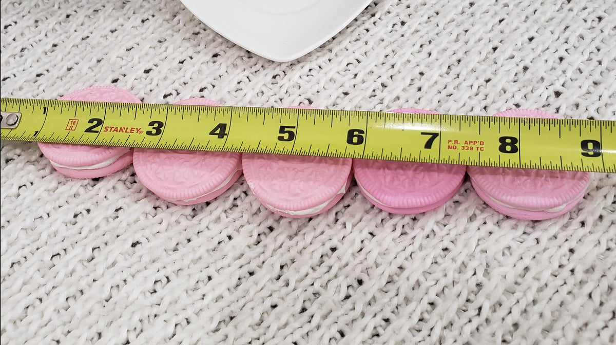 Pip Posh Design Faux Sweet Décor Pink Oreo Cookies Set Of 5 Bakery Collection