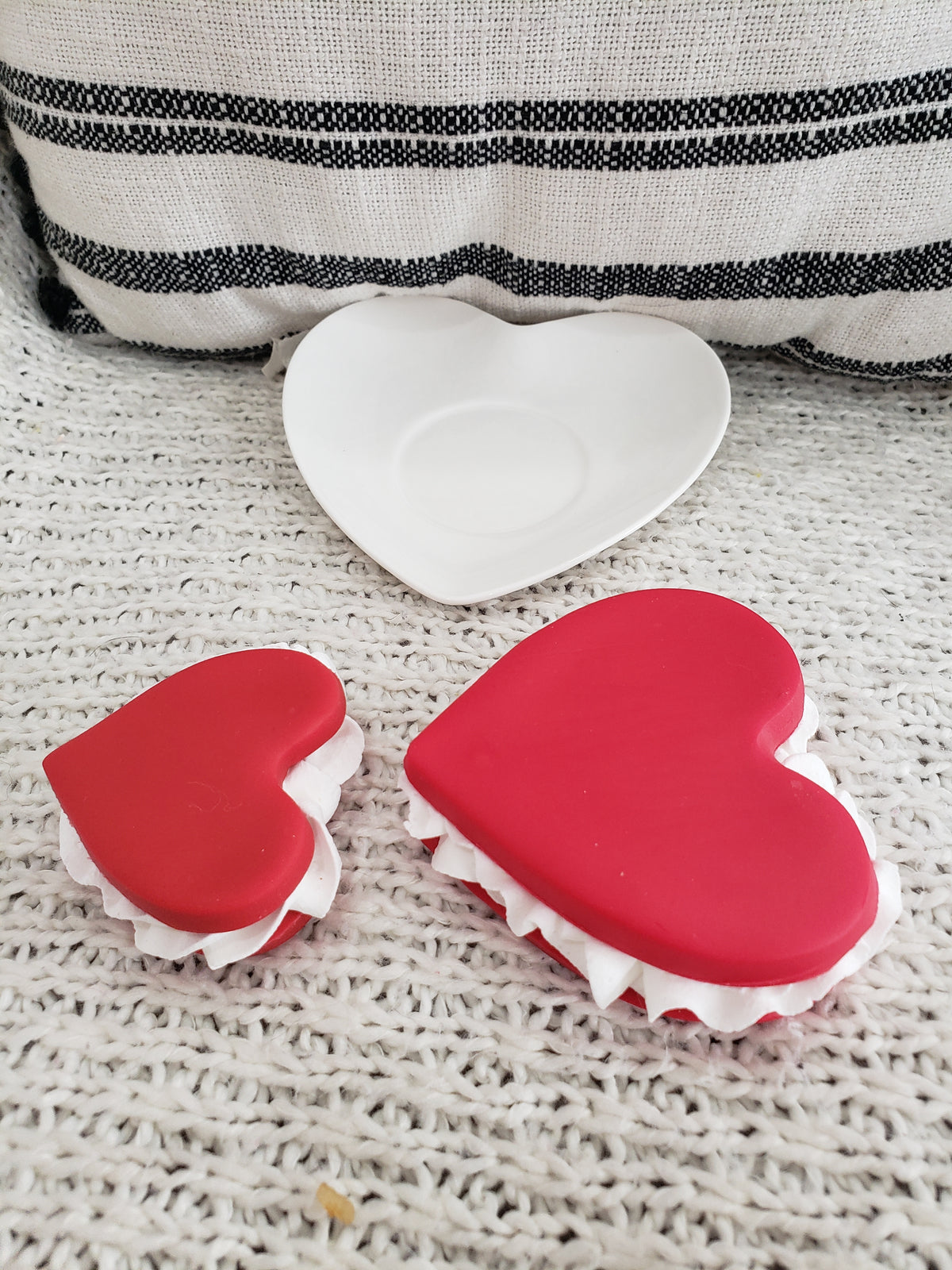 Pip Posh Design Faux Sweet Décor Whipped Filled Red Heart Cookies Valentines Collection