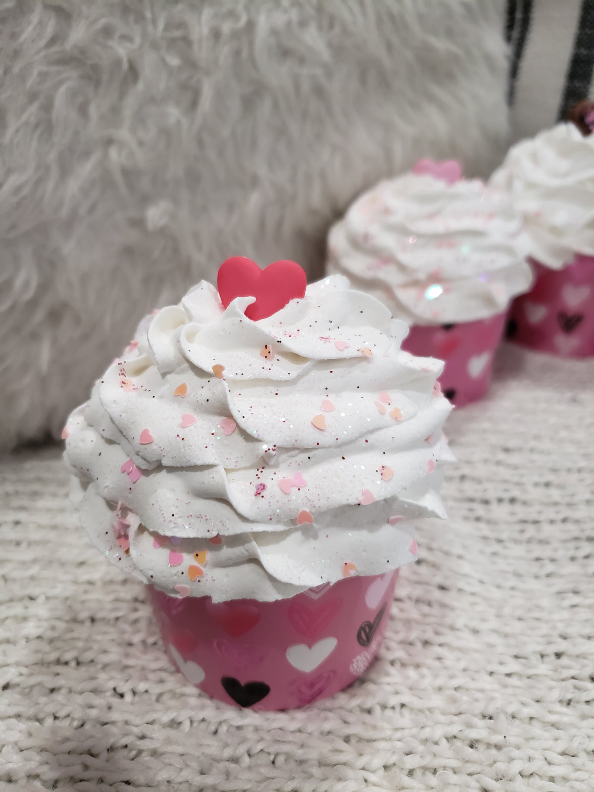 Pip Posh Design Faux Sweet Décor Hearts Cupcake Assortment Set of 4