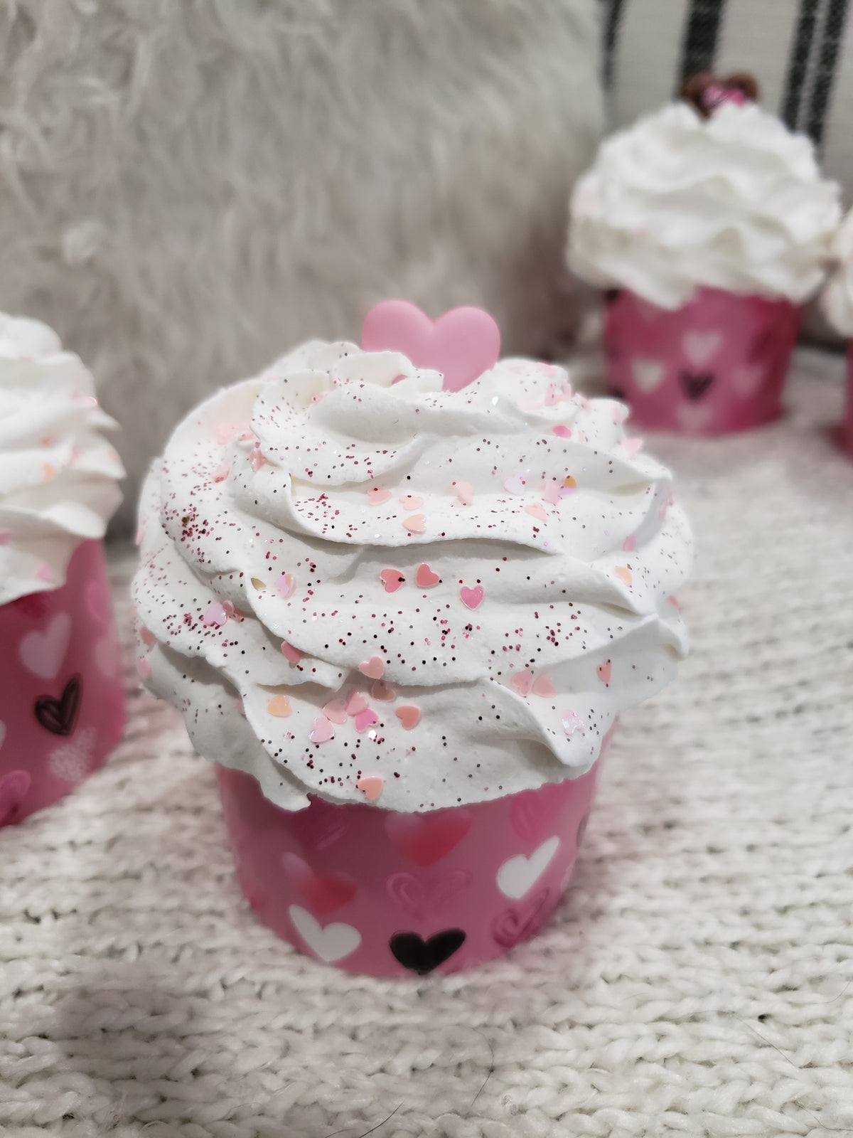 Pip Posh Design Faux Sweet Décor Hearts Cupcake Assortment Set of 4