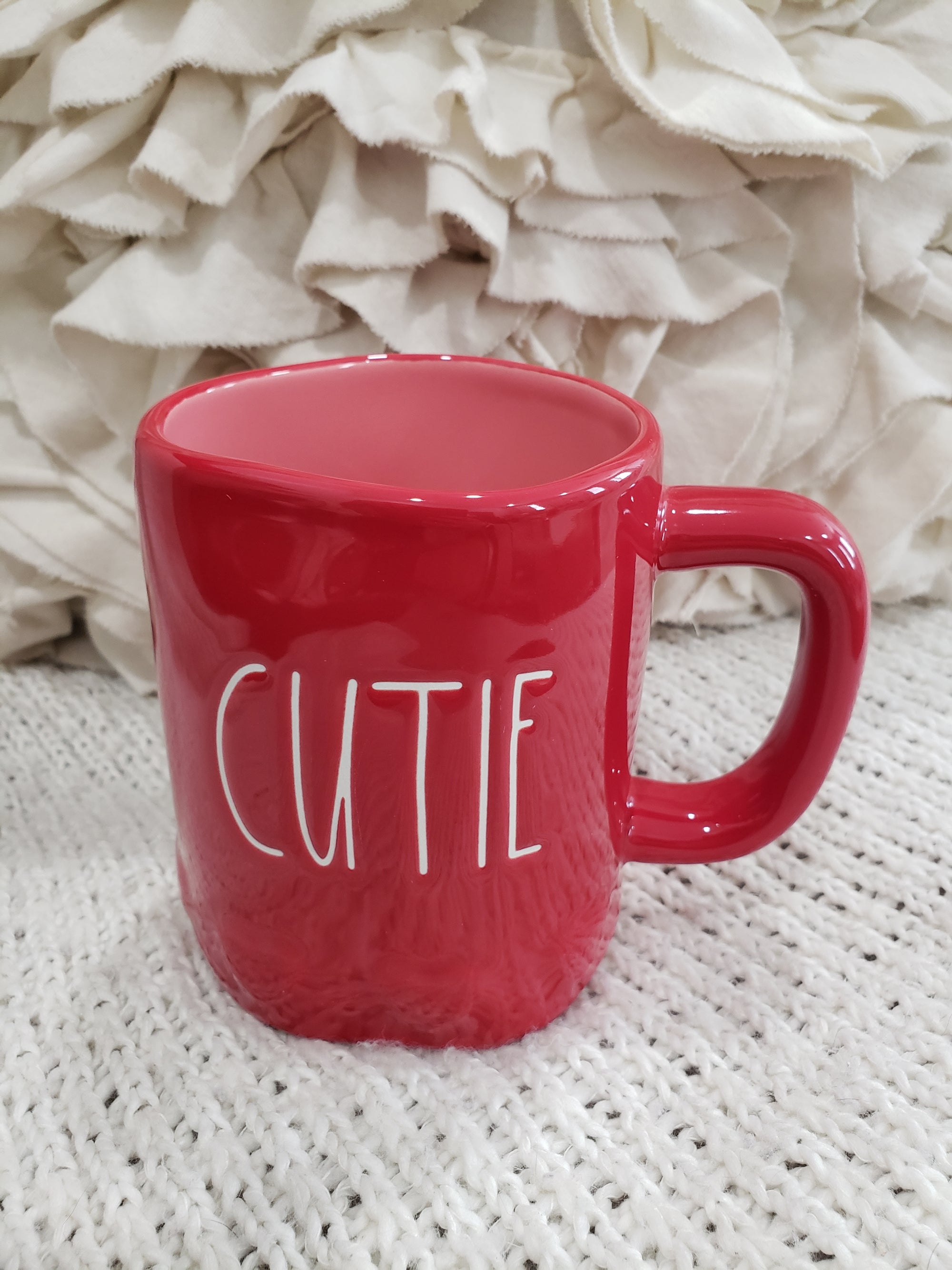 Rae Dunn "Cutie" Red Hearts On Bottom Imprint Mug Collection