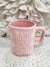 Rae Dunn "Peace Love Coffee " Pink Embossed Flowers Mug Spring Collection