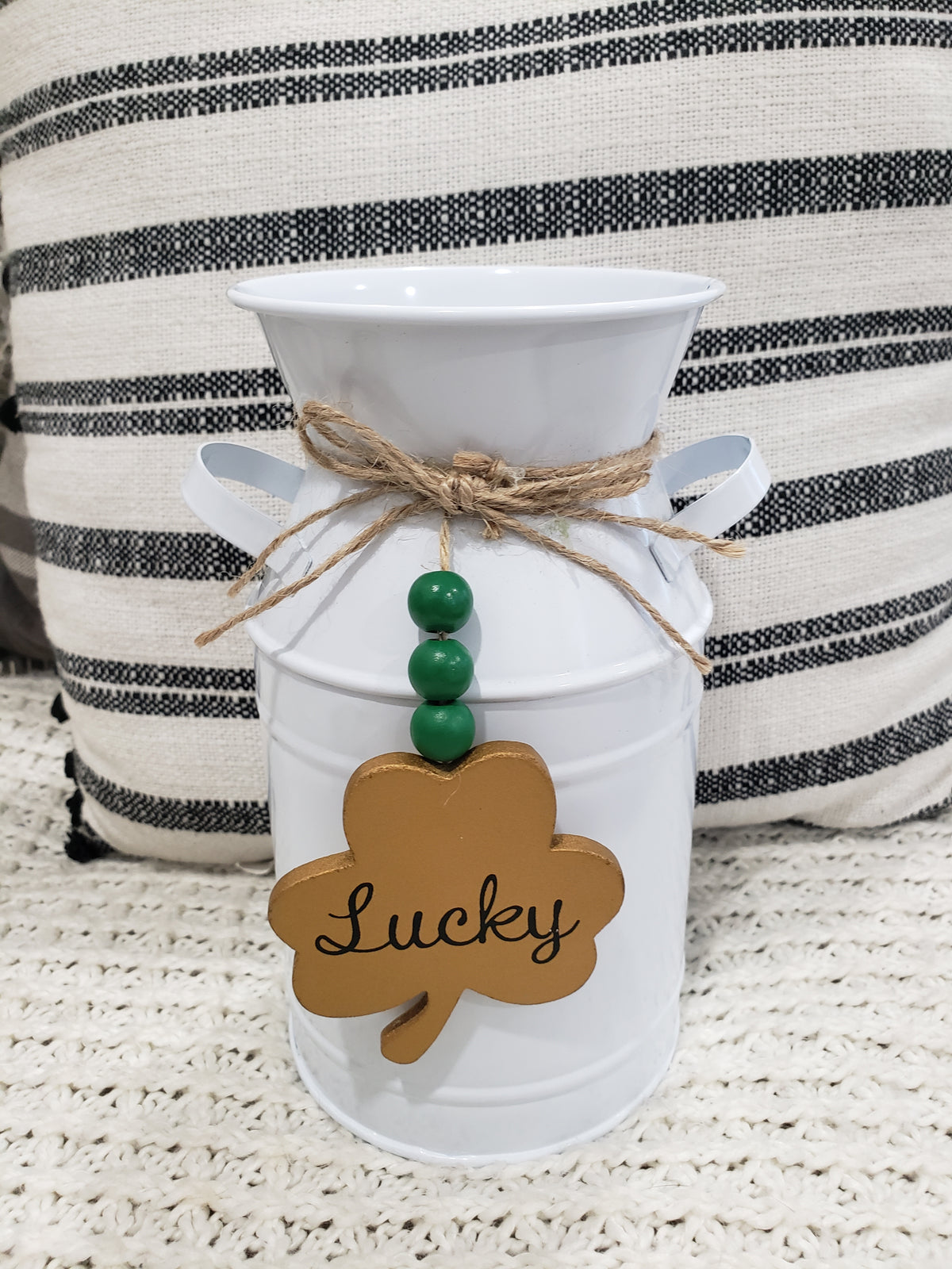 Rustic Farm House Style &quot;Lucky&quot; White Decorative Pitcher Farm House Collection