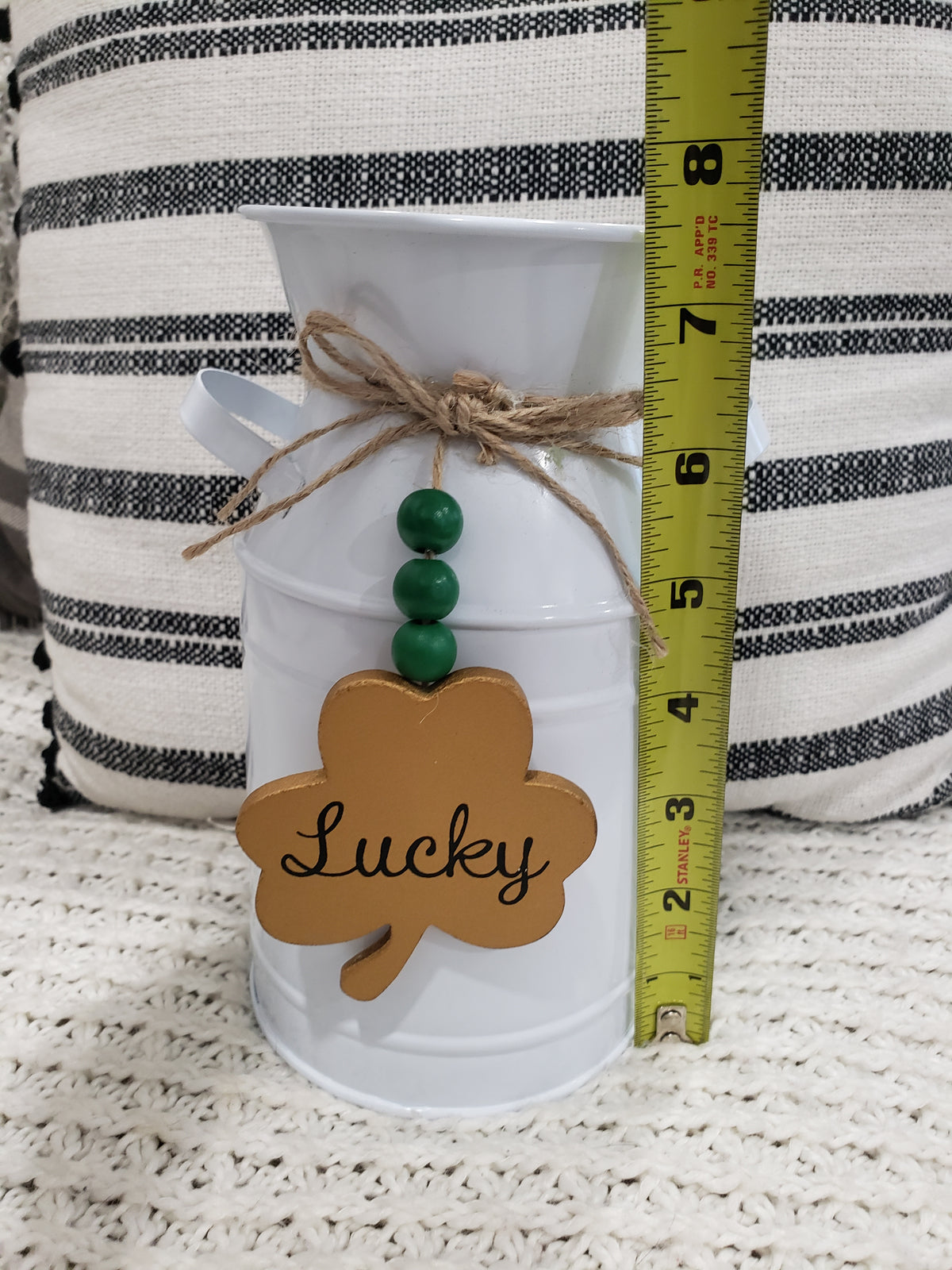 Rustic Farm House Style &quot;Lucky&quot; White Decorative Pitcher Farm House Collection