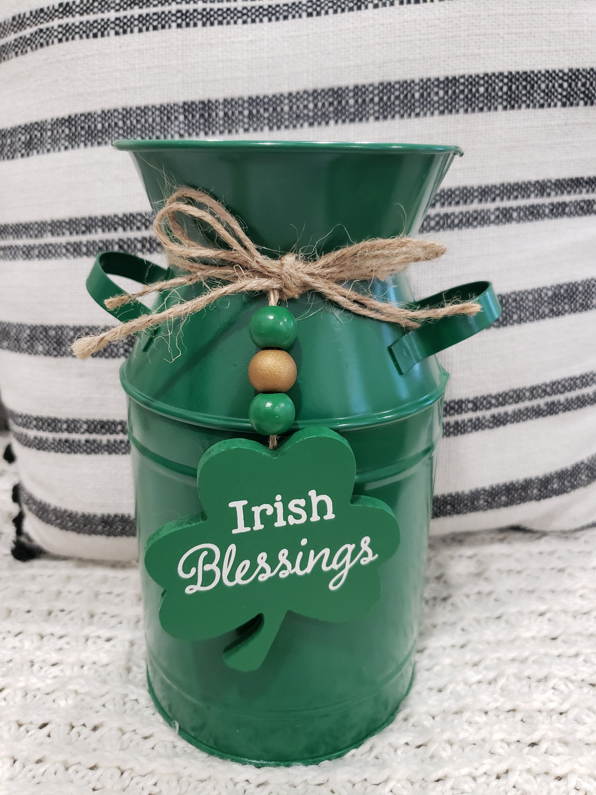 Rustic Farm House Style &quot;Irish Blessings&quot; Green Decorative Pitcher Farm House Collection