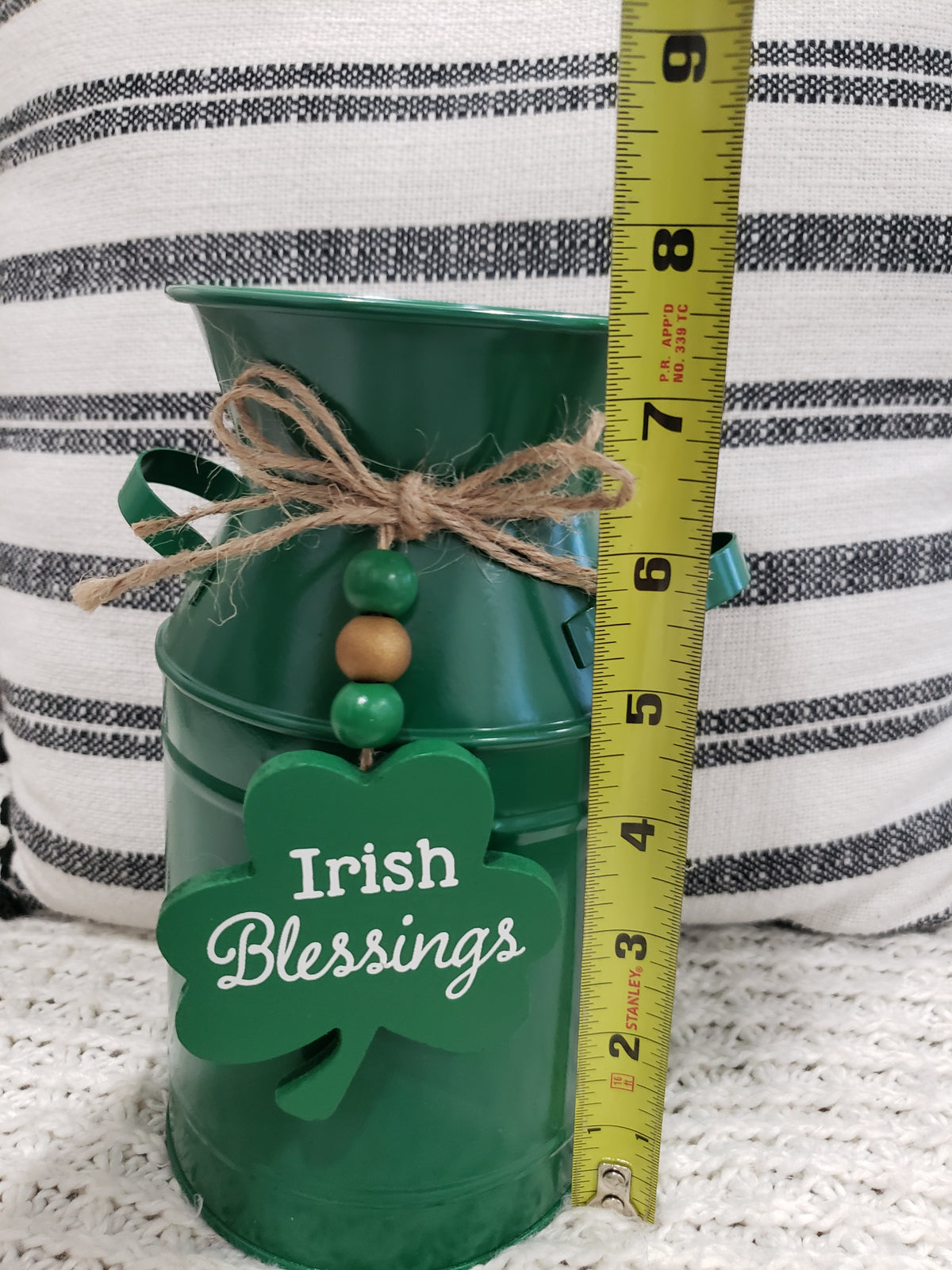 Rustic Farm House Style &quot;Irish Blessings&quot; Green Decorative Pitcher Farm House Collection
