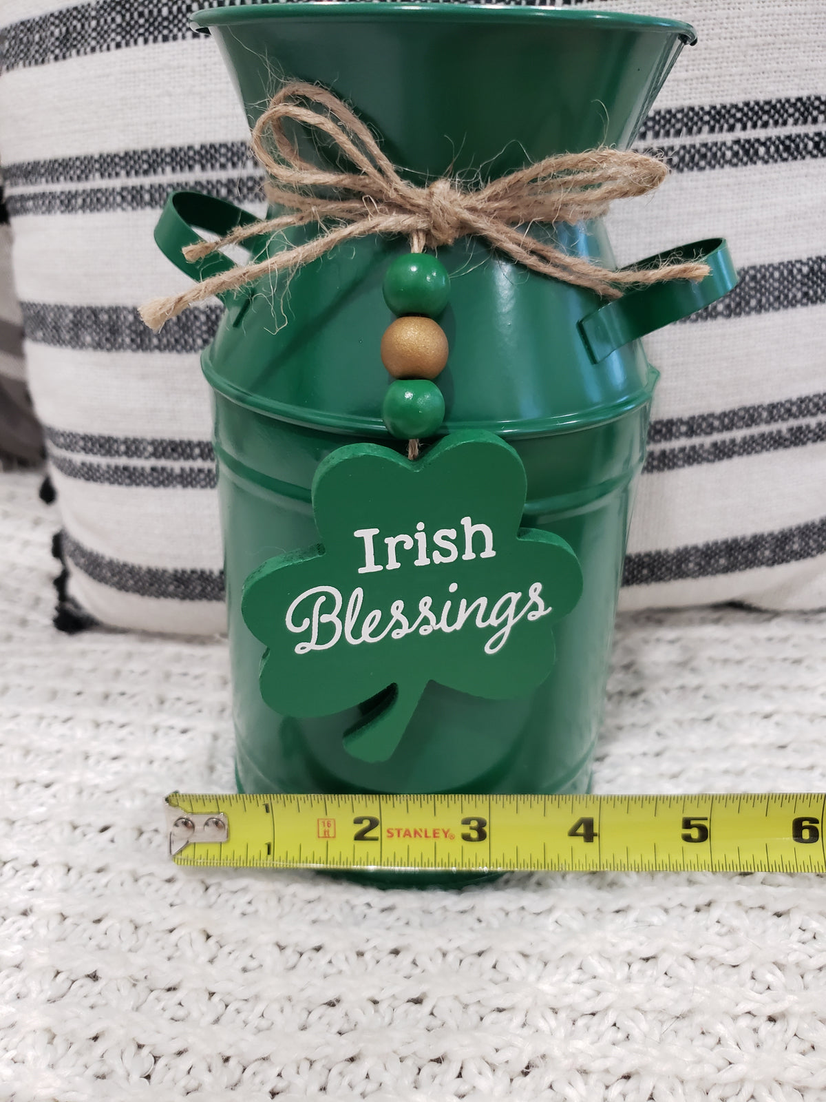 Rustic Farm House Style &quot;Irish Blessings&quot; Green Decorative Pitcher Farm House Collection