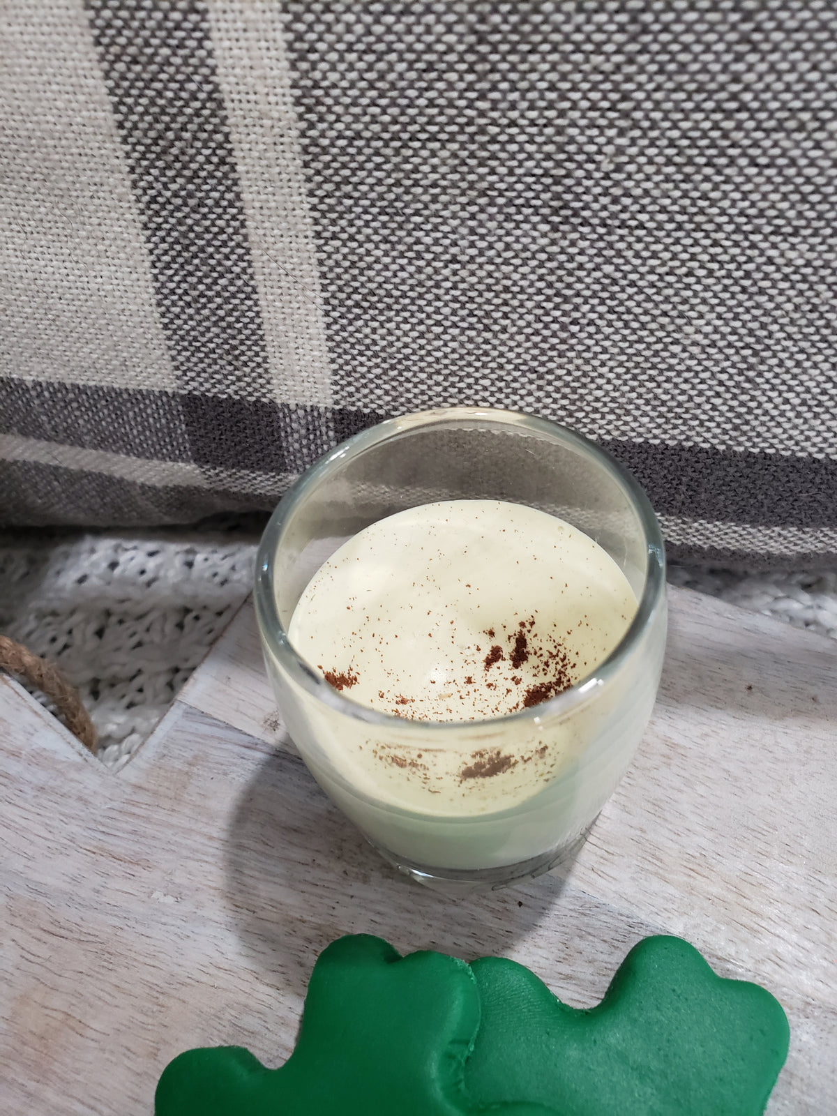 Pip Posh Design Faux Sweet Décor Mini Cinnamon Ivory Milk Glass &amp; Green Shamrock Cookies