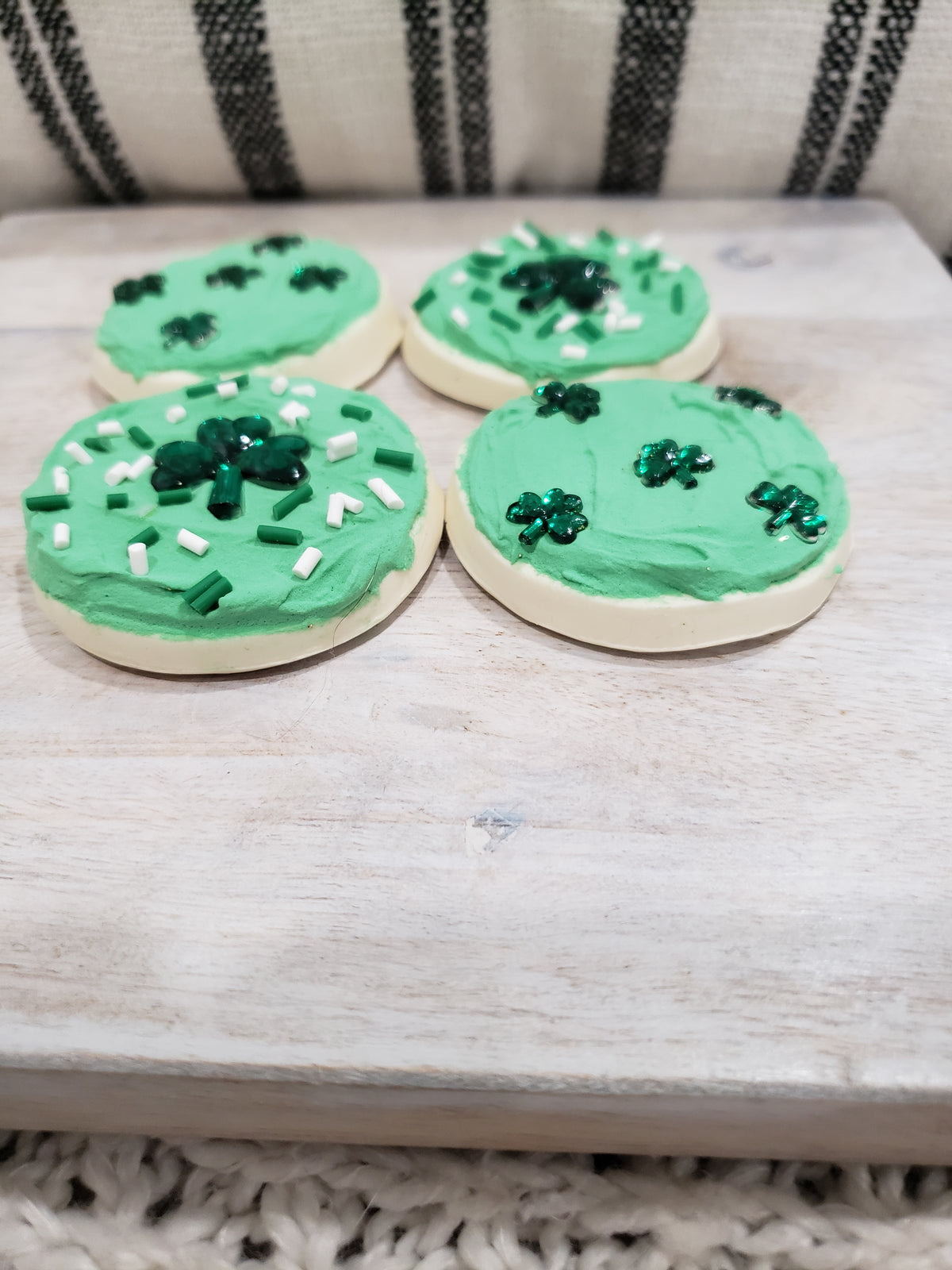 Pip Posh Design Faux Sweet Décor Shamrock Sprinkled Sugar Cookies Bakery Collection Set Of 4