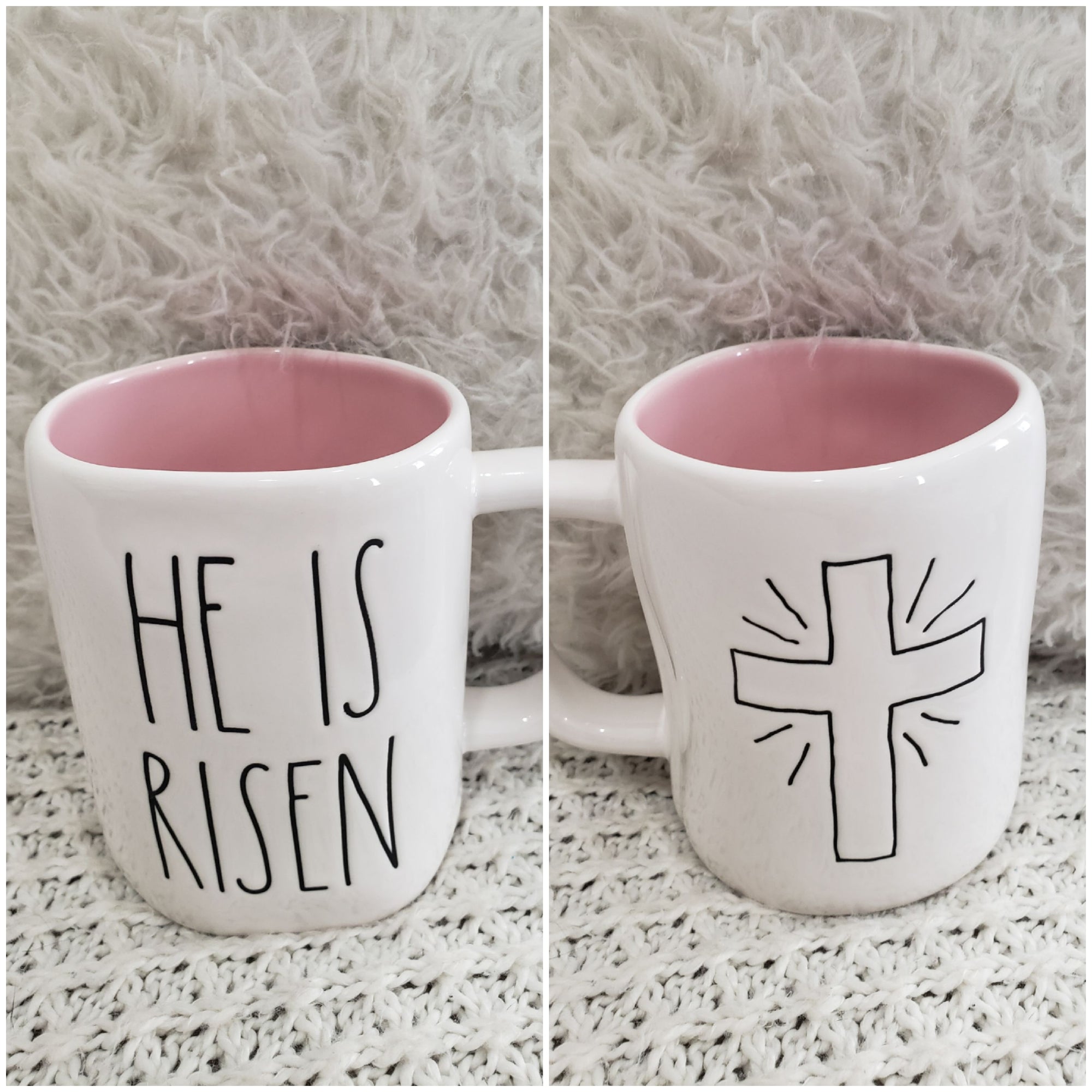 Rae Dunn "He Is Risen" Cross Double Sided Mug Faith Collection