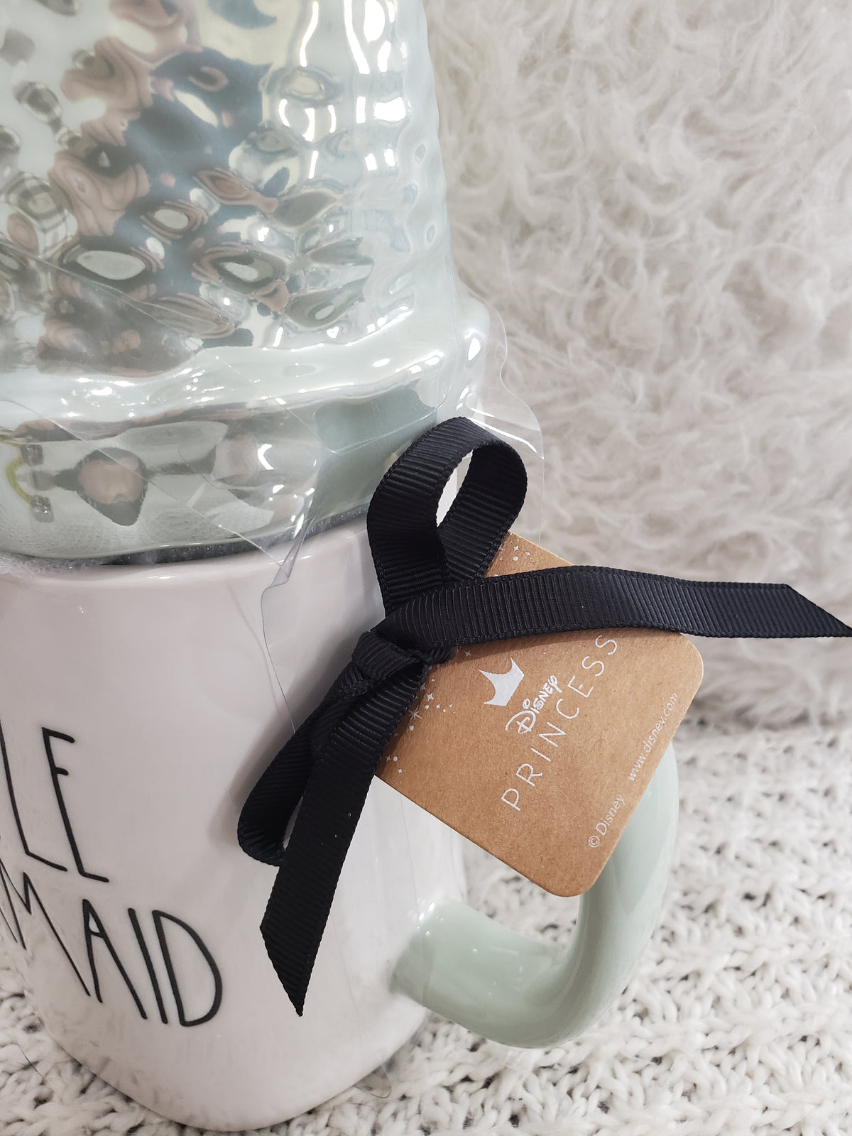 Rae Dunn &quot;Little Mermaid&quot; Mermaid Double Sided Mug &amp; Mermaid Tail Mug Topper Disney&#39;s Little Mermaid Princess Collection