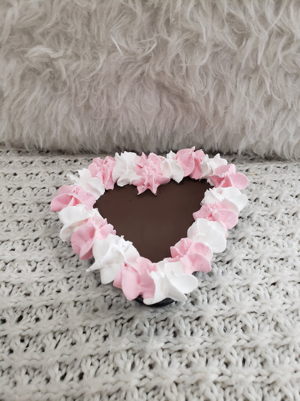 Pip Posh Design Faux Sweet Décor Mini Heart Chocolate Cookie In A Heart Shaped Metal Baking Pan Bakery Collection