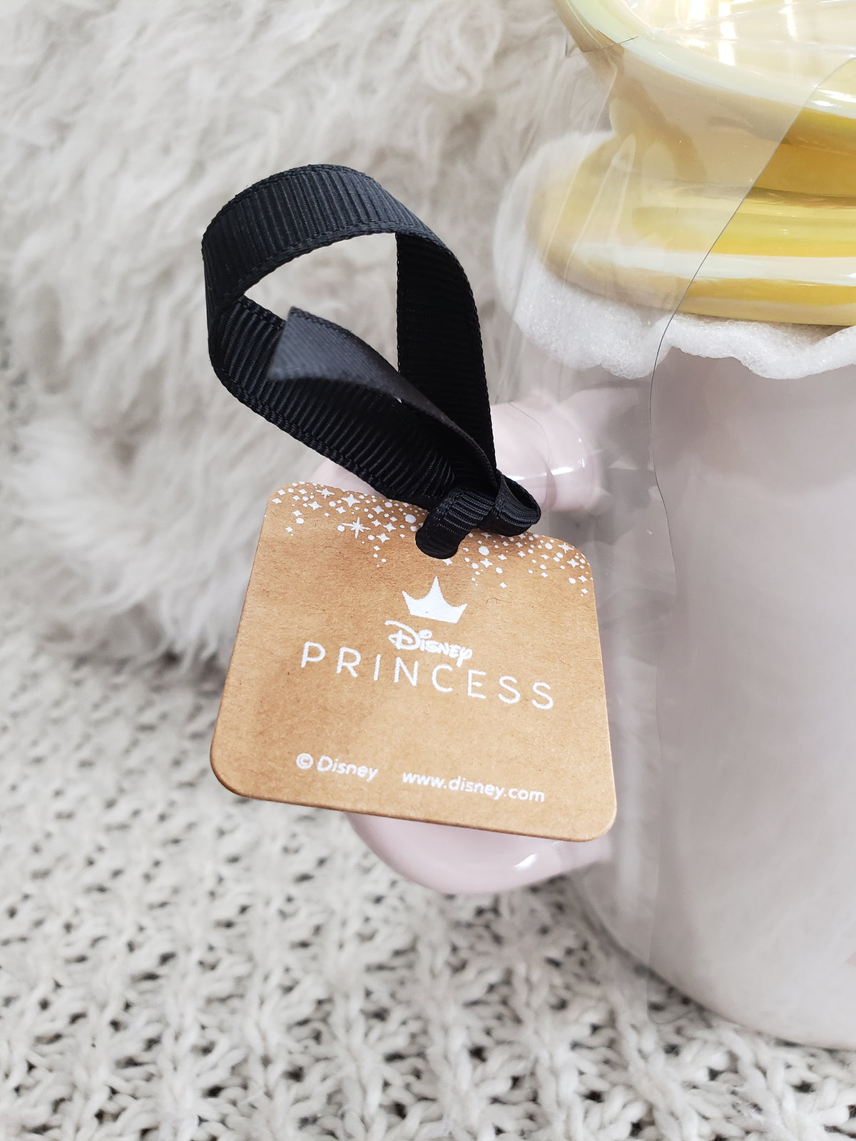 Rae Dunn &quot;Sleeping Beauty&quot; Aurora Pink Silhouette Double Sided Mug &amp; Crown Mug Topper Disney&#39;s Sleeping Beauty Princess Collection