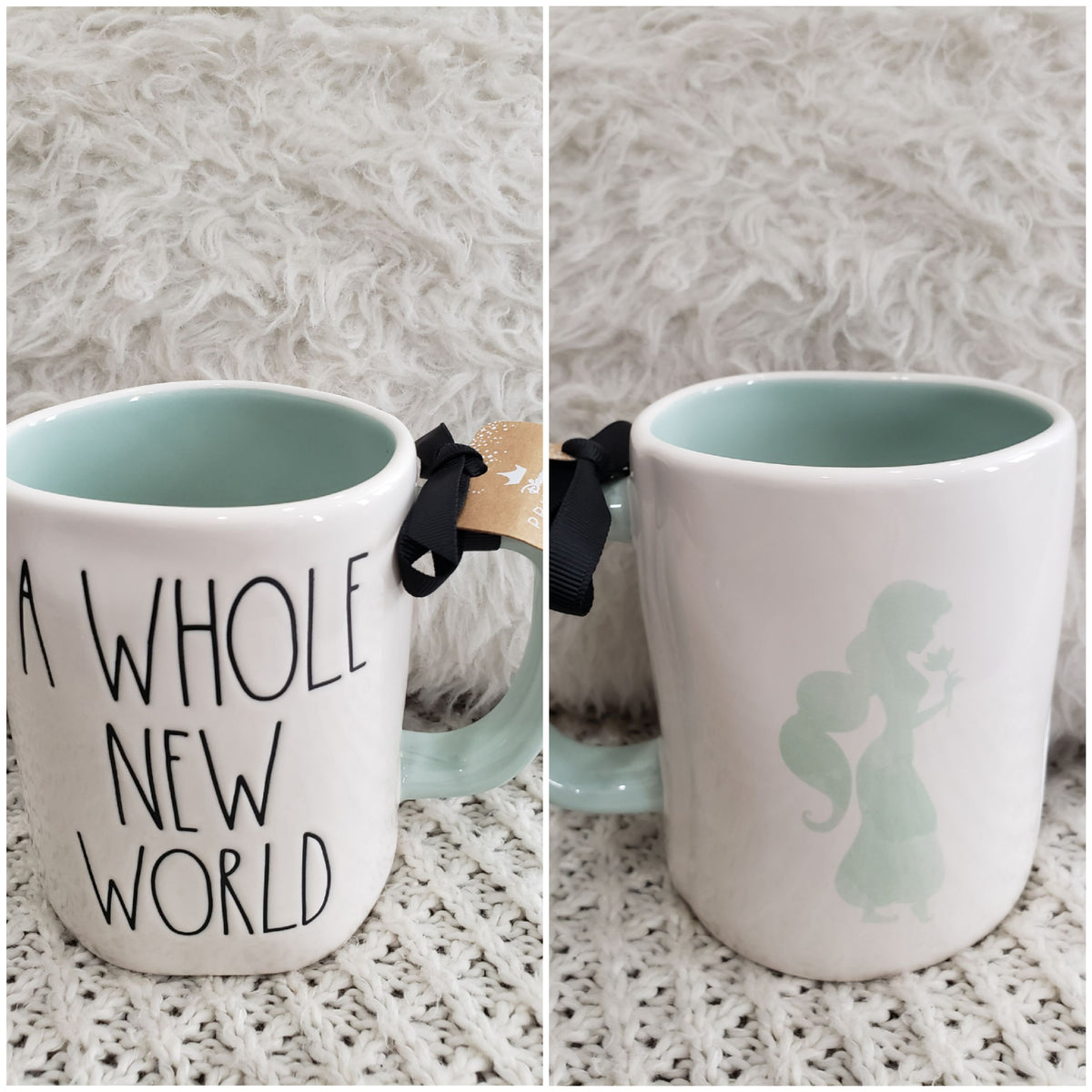 Rae Dunn &quot;A Whole New World&quot; Jasmine Silhouette Double Sided Mug Disney&#39;s Aladdin Princess Collection