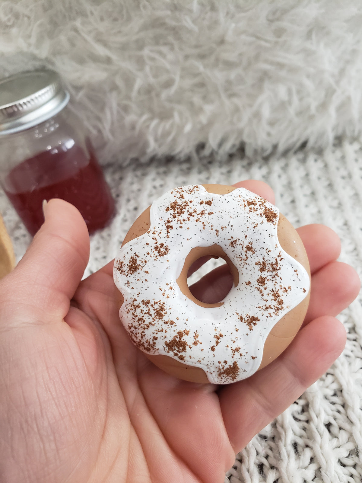 Pip Posh Design Faux Sweet Décor Mini Glass Jelly Mason Jar &amp; Donuts Bundle