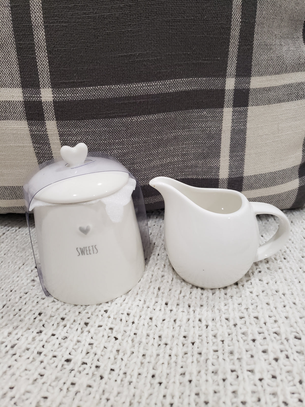 Mini &quot;Sweets&quot; Sugar Jar &amp; Mini Cream Or Milk Pitcher Set of 2