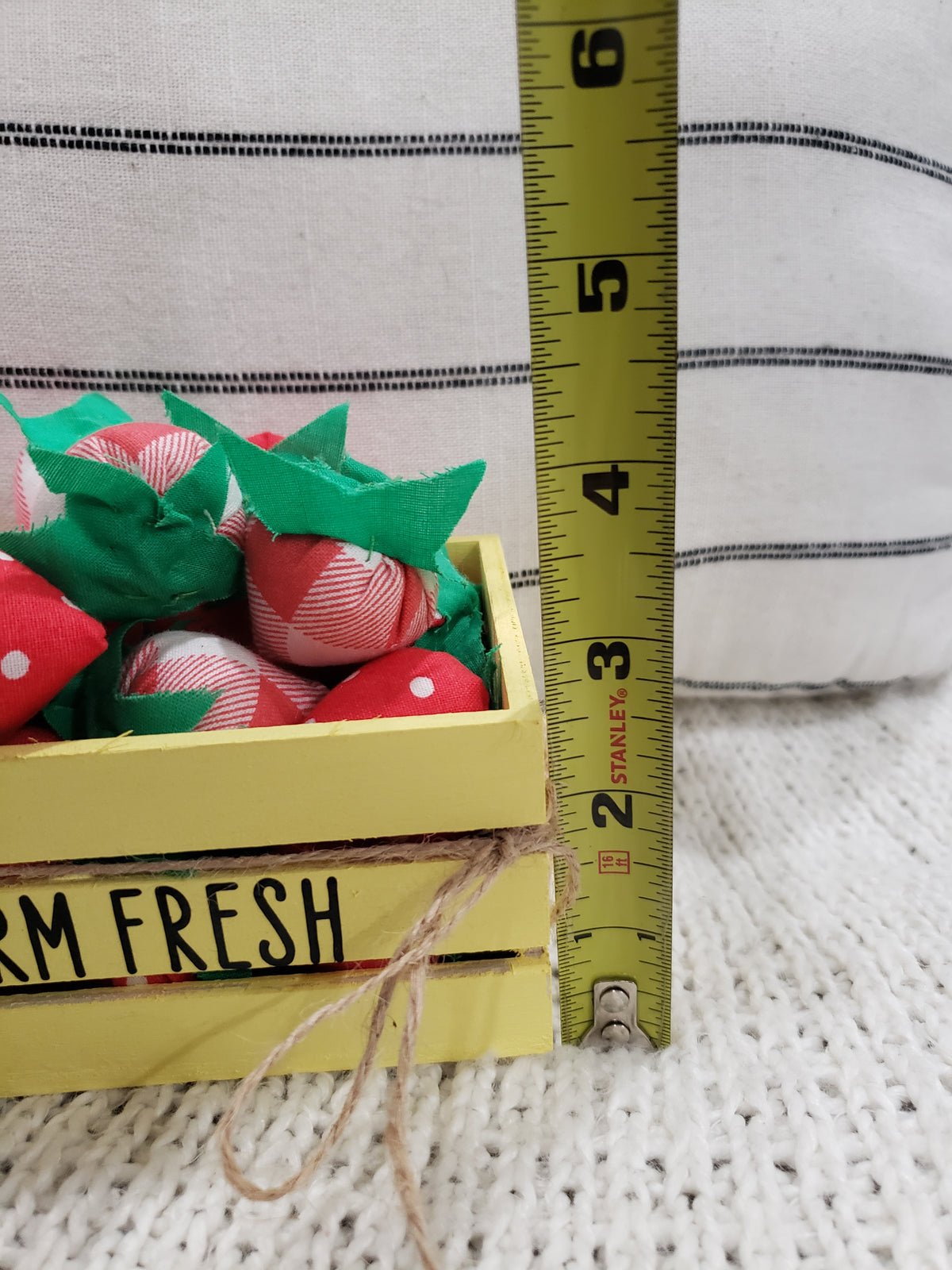 Pip Posh Design Faux Sweet Décor &quot;Farm Fresh&quot; Yellow Mini Crate &amp; Fabric Strawberries Bundle