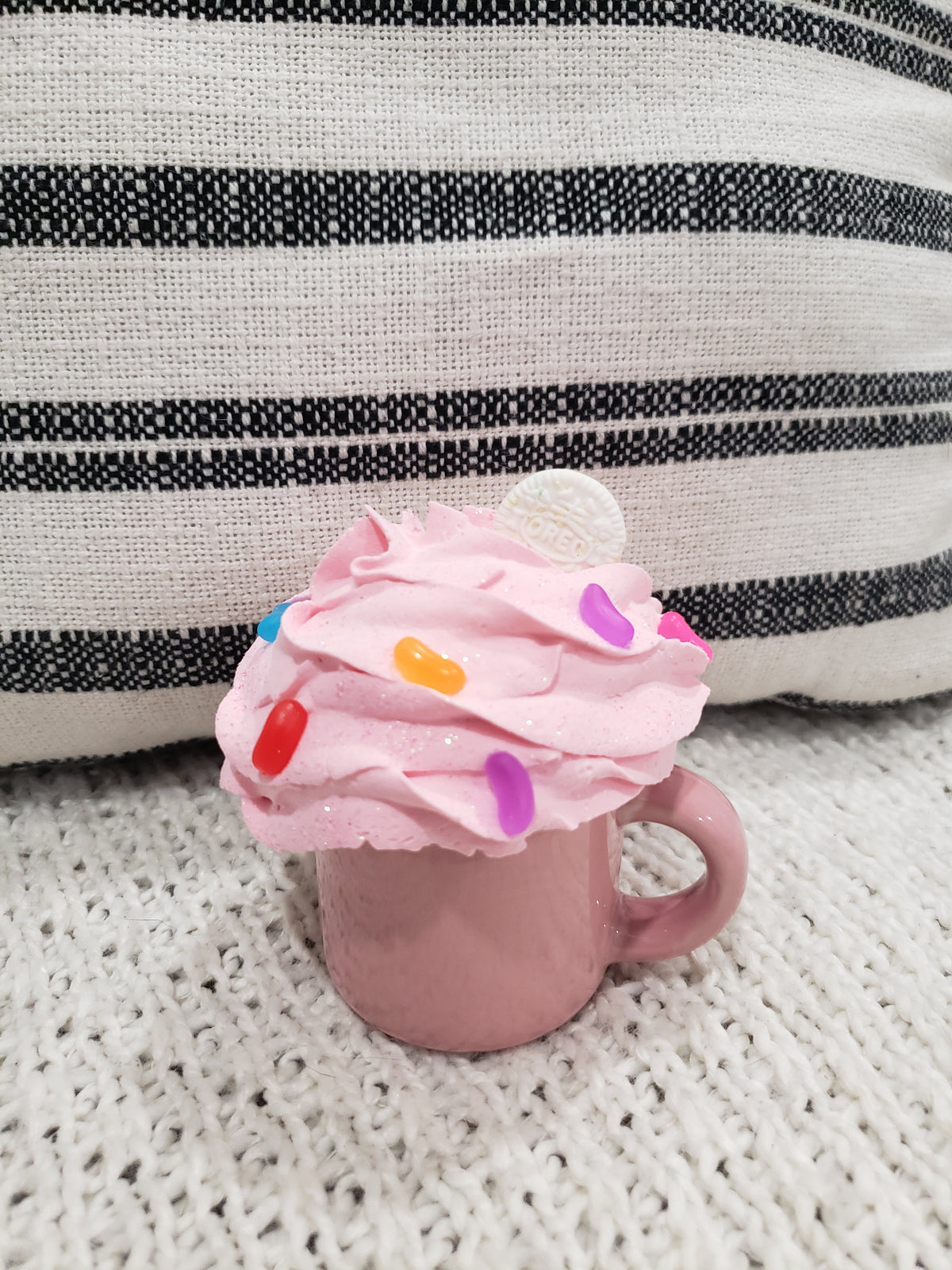 Pip Posh Design Faux Sweet Décor Mini Pink Mug &amp; Whipped Pink Jelly Bean Topper Spring Collection