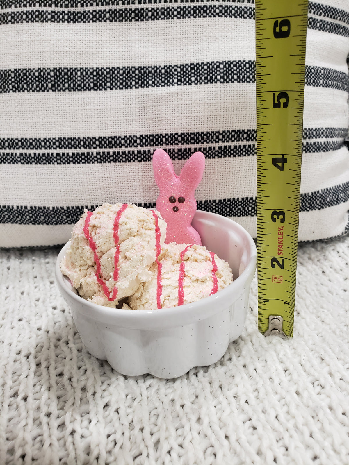 Pip Posh Design Faux Sweet Décor Mini White Dish &amp; Vanilla Peep Ice Cream Spring Collection