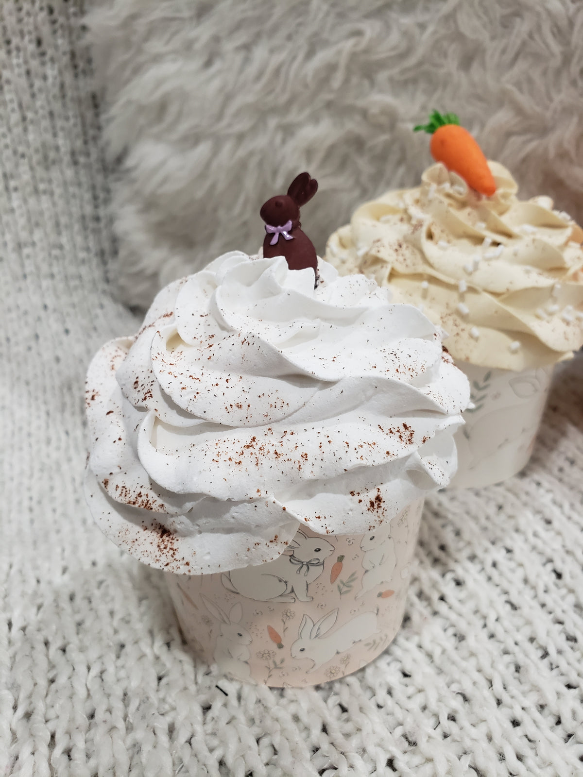 Pip Posh Design Faux Sweet Décor Spring Bunny Cupcake Assortment Set Of 4