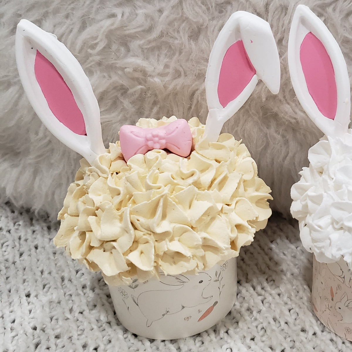 Pip Posh Design Faux Sweet Décor Bunny Ears Cupcake Assortment Set Of 2