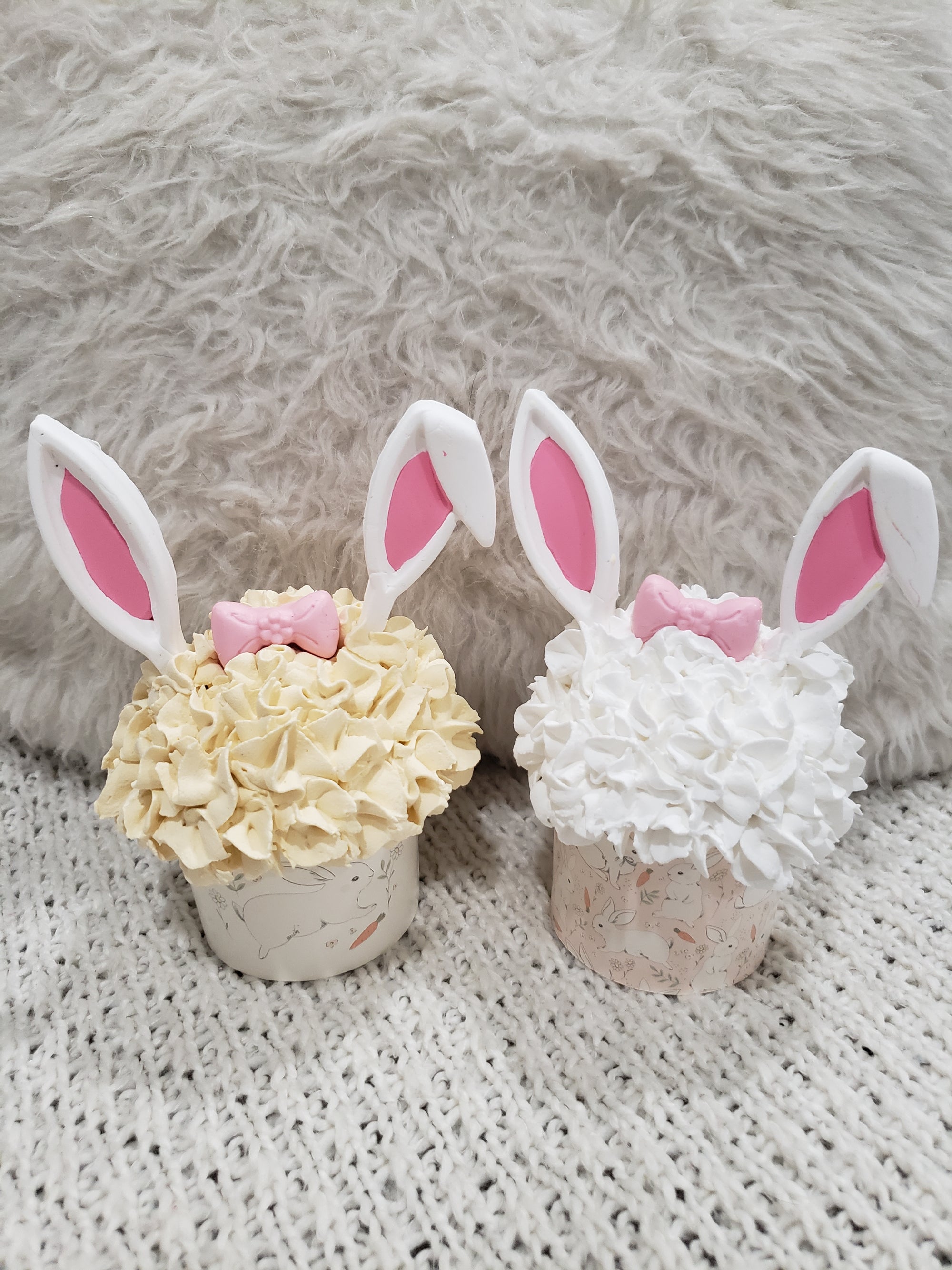 Pip Posh Design Faux Sweet Décor Bunny Ears Cupcake Assortment Set Of 2