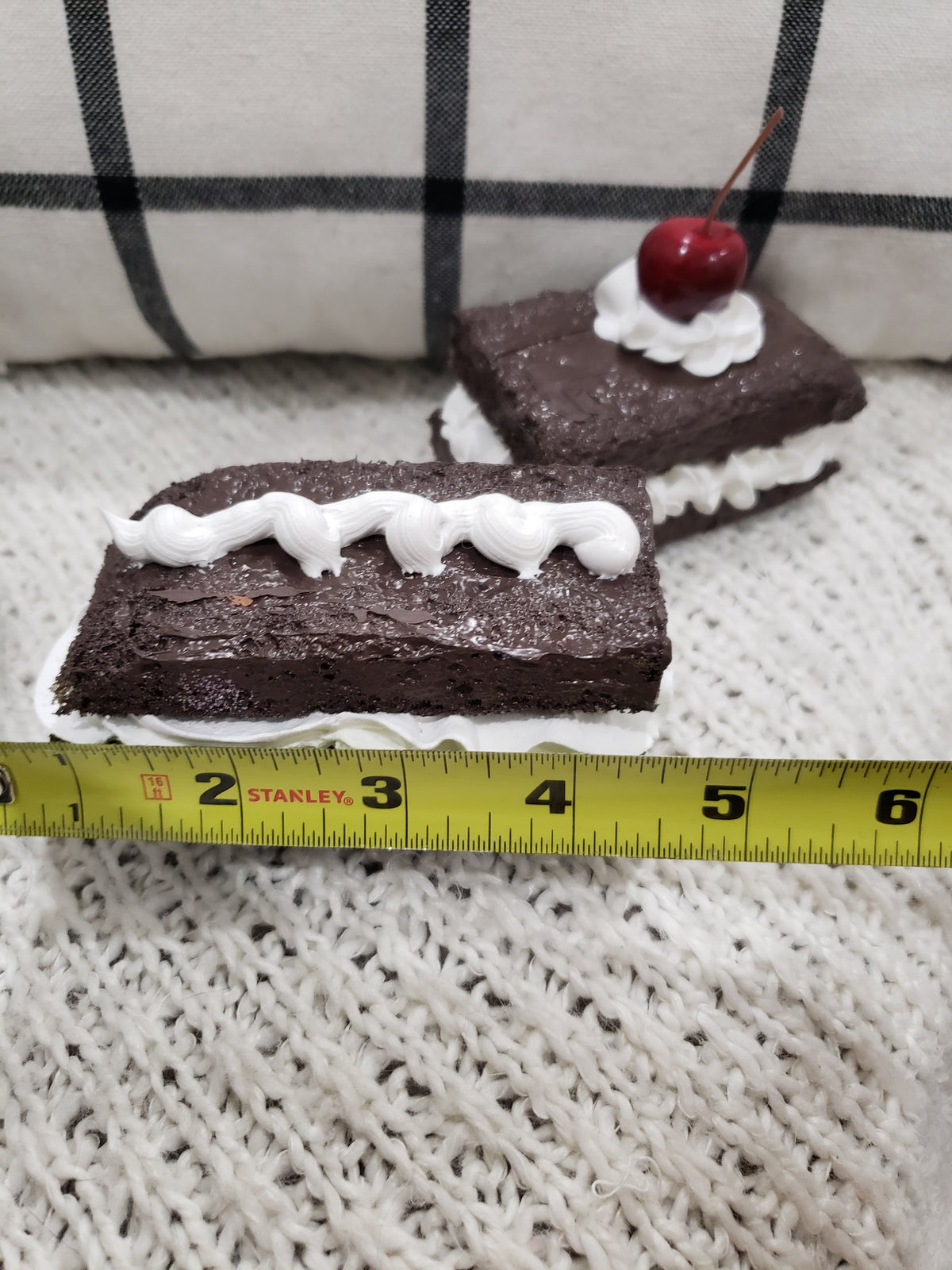 Pip Posh Design Faux Sweet Décor Whipped &amp; Stuffed Cherry On Top Brownie Cakes Set Of 2 Bakery Collection