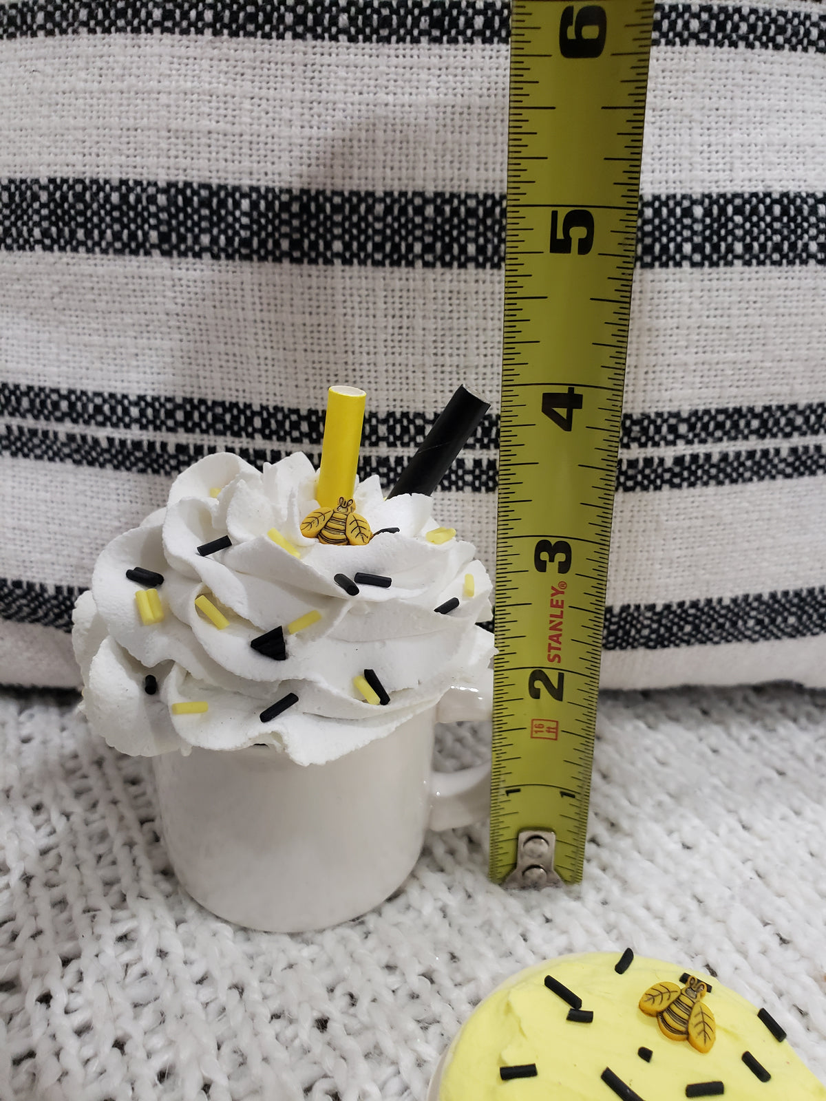 Pip Posh Design Faux Sweet Décor White Mini Mug &amp; Bee Whipped Topper Bee Sugar Cookie Bakery Collection