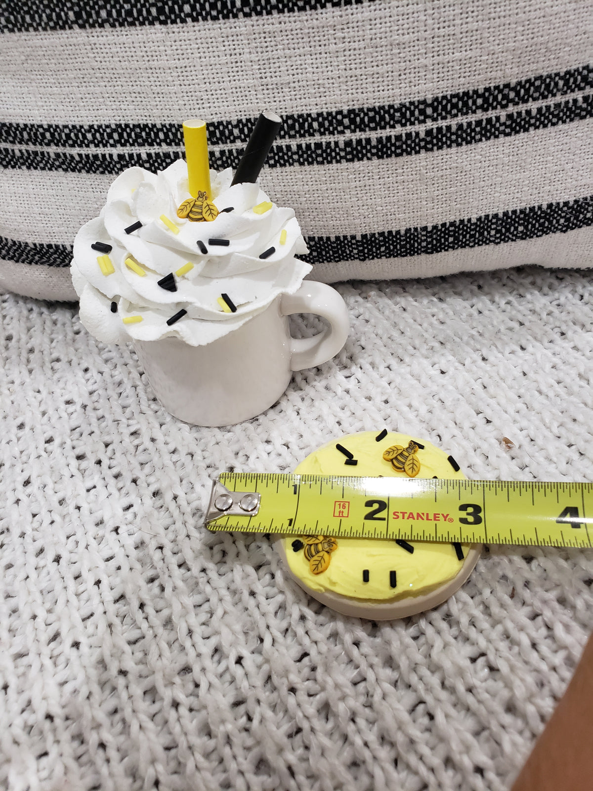 Pip Posh Design Faux Sweet Décor White Mini Mug &amp; Bee Whipped Topper Bee Sugar Cookie Bakery Collection