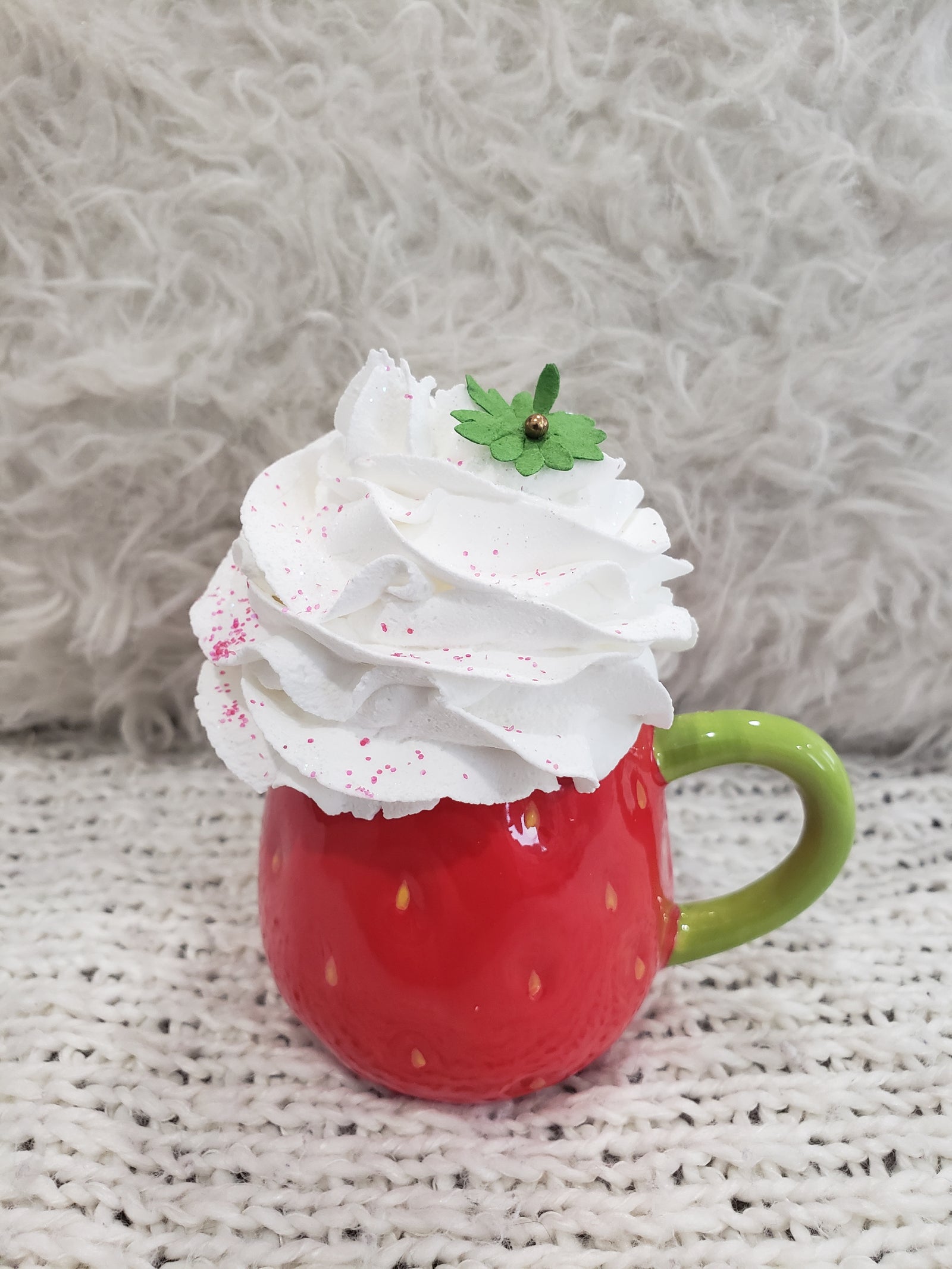 Pip Posh Design Faux Sweet Décor Mini Strawberry Mug & White Whipped Topper Spring Collection