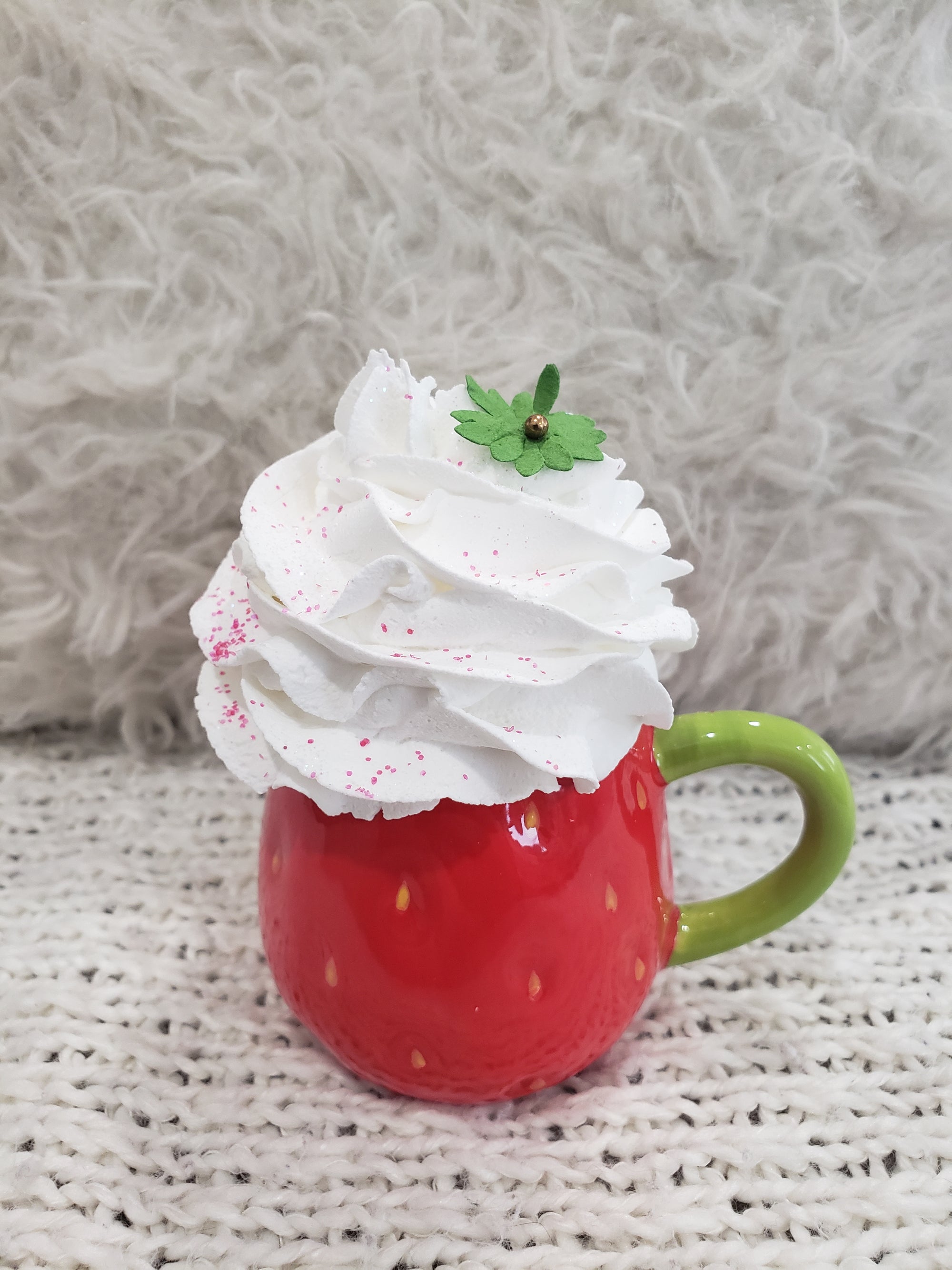 Pip Posh Design Faux Sweet Décor Mini Strawberry Mug & White Whipped Topper Spring Collection
