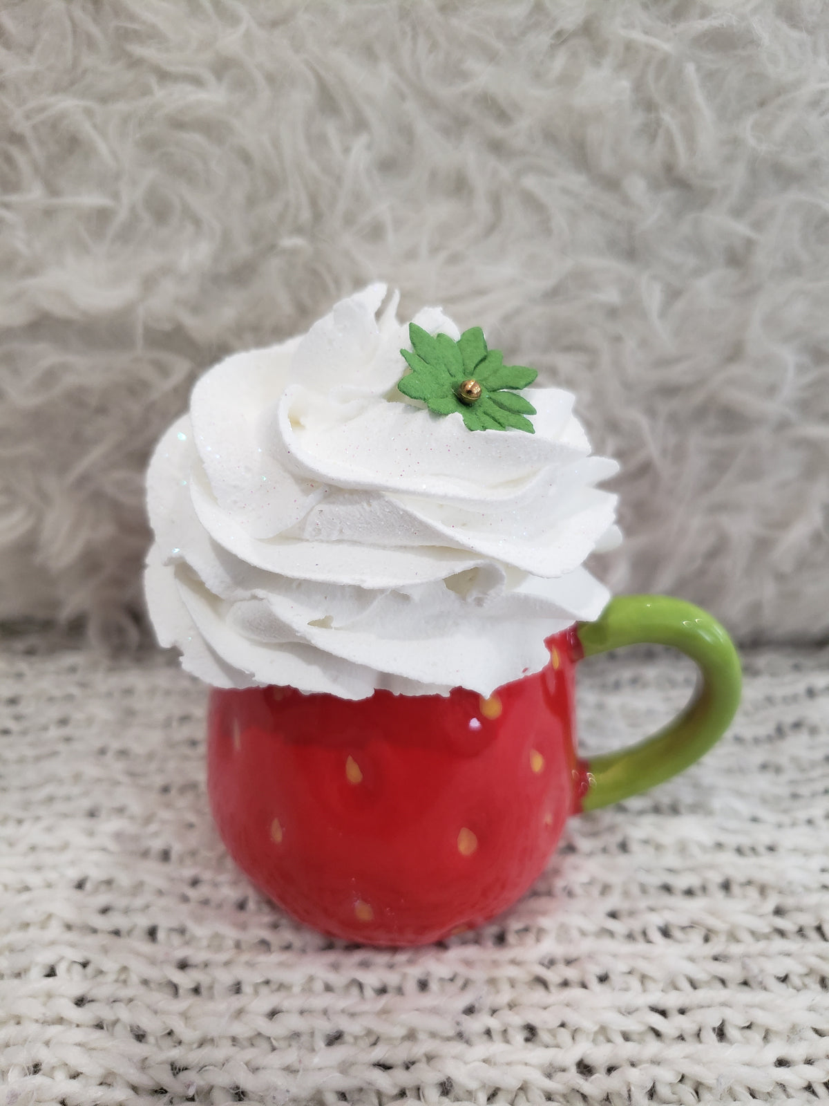 Pip Posh Design Faux Sweet Décor Mini Strawberry Mug &amp; White Whipped Topper Spring Collection