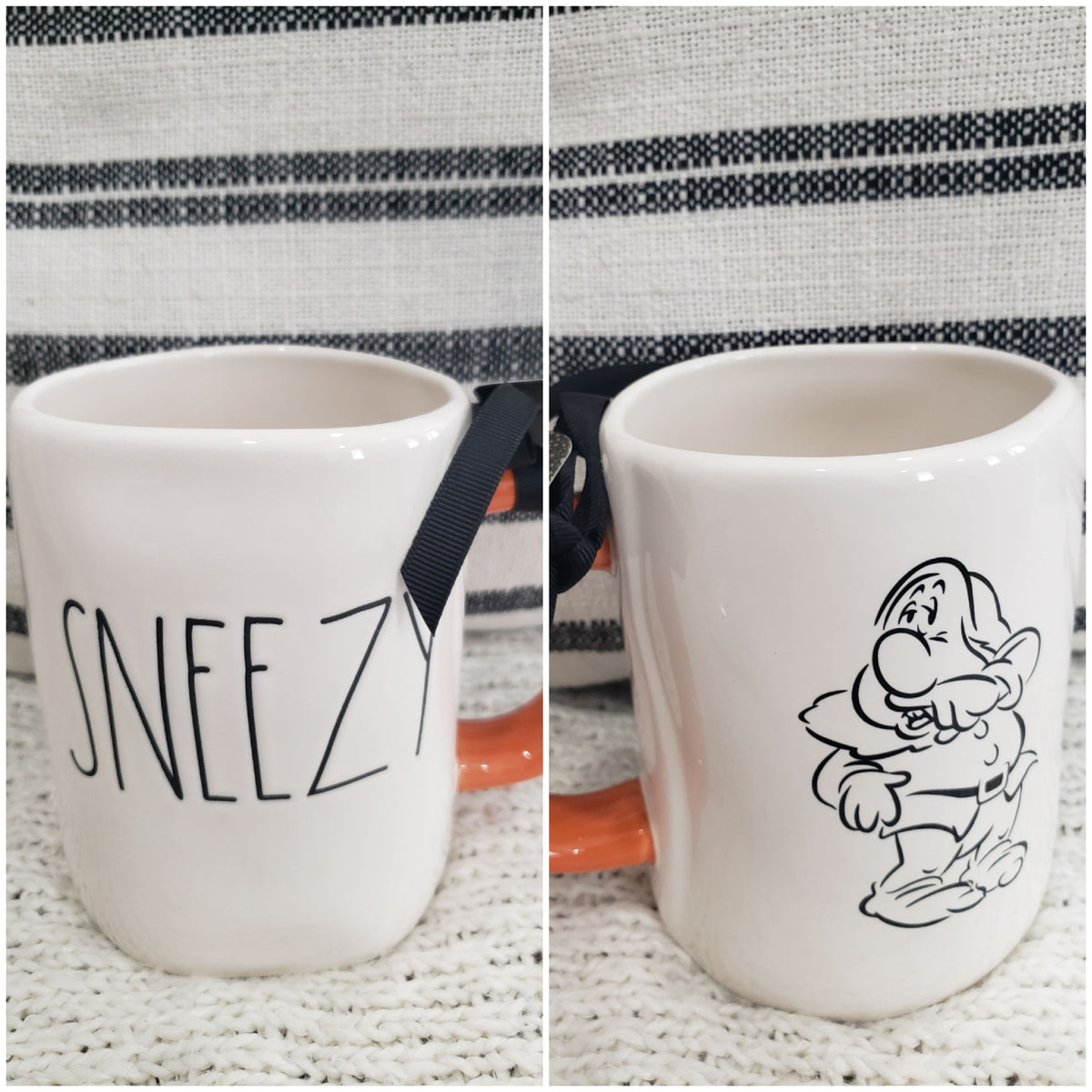 Rae Dunn &quot;Sneezy&quot; Double Sided Mug Disney&#39;s Snow White &amp; The 7 Dwarfs Collection