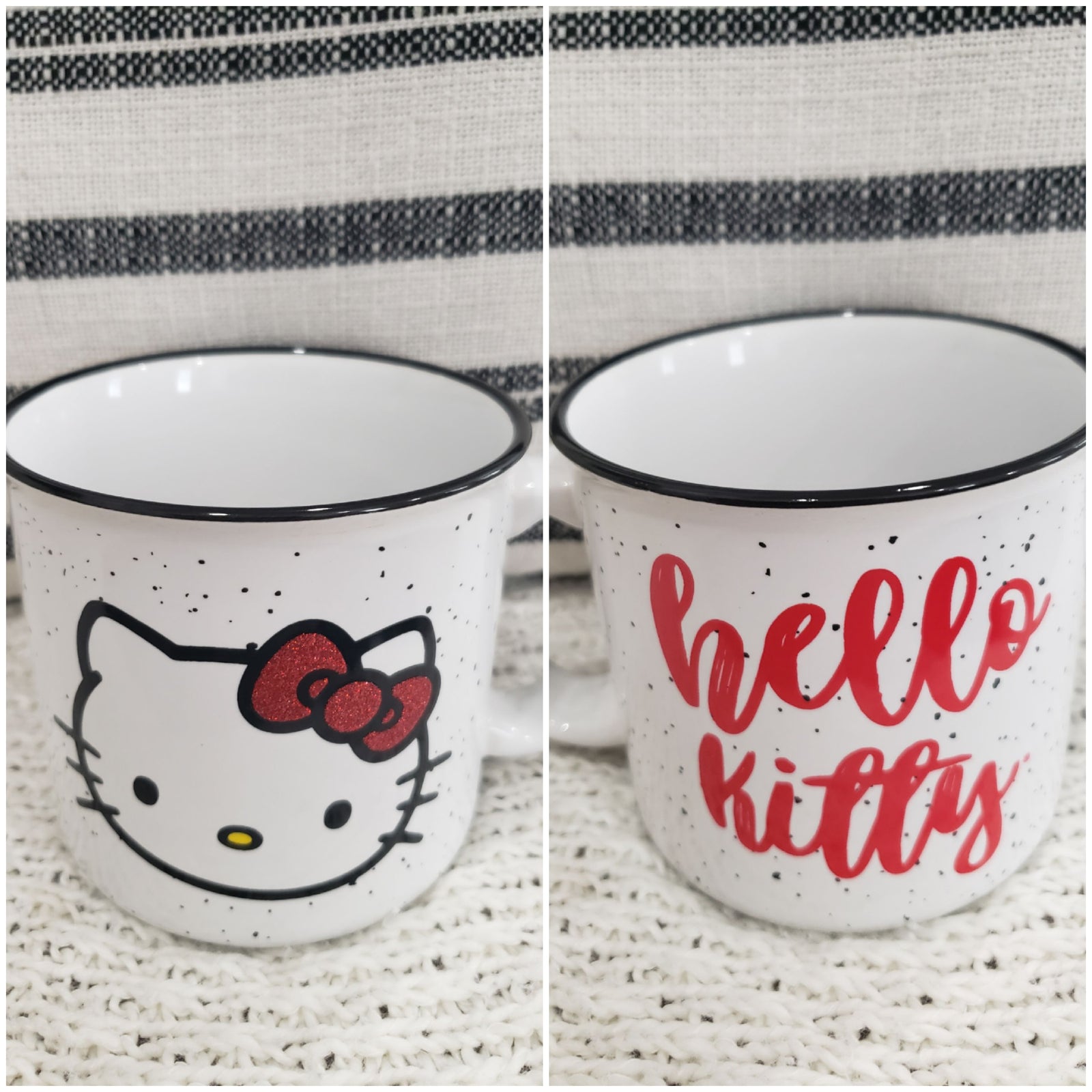 Hello Kitty Black & White Speckled Double Sided 20 oz Mug Hk Collection