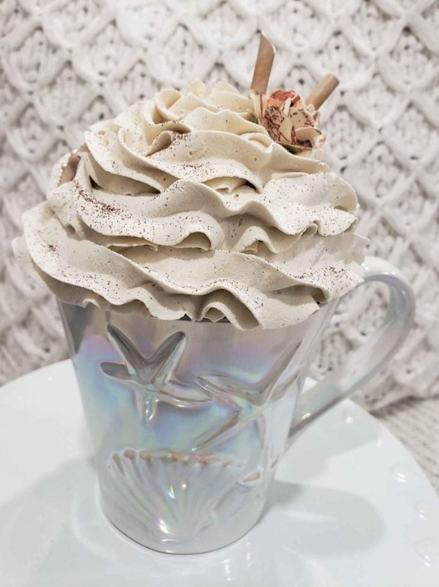 Pip Posh Designs Faux Sweet Décor Whipped Topper Iridescent Sea Shell Mug Collection